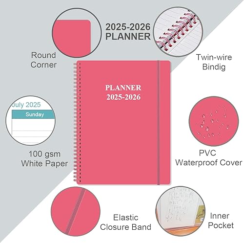 Vista 2 de 2025-2026 Planner - 8.5" x 11" Weekly Monthly Planner from July 2025 to June 2026, 2025 2026 Planners with 12 Monthly Tabs, Inner Pocket, Elastic