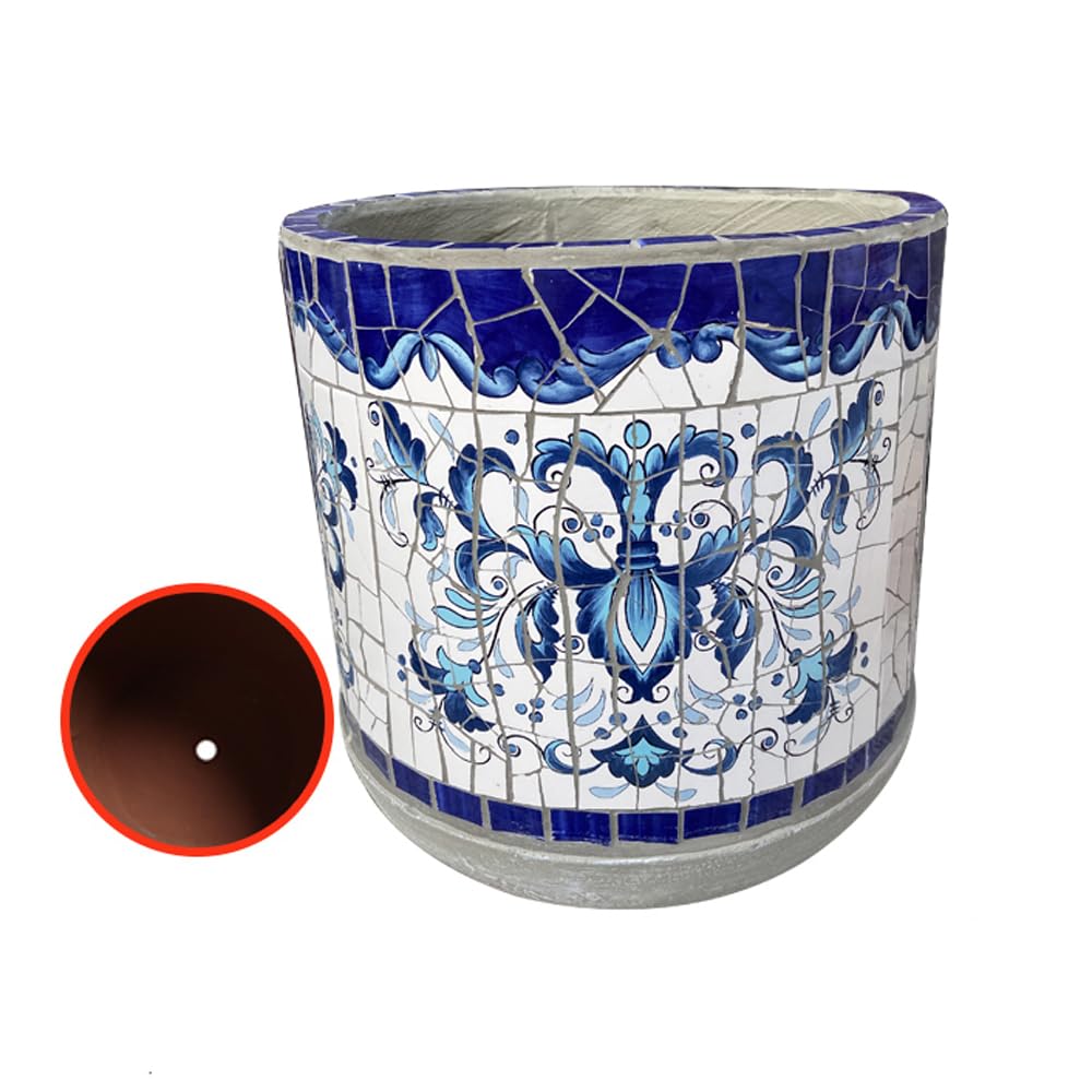 SWENEEN Hand-Painted Colorful Classical Planter Ceramic Plant Pot Large Flower Pot European Flowerpot Garden Balcony Decoration Bonsai Pot Rural Outdoor Courtyard Flowerpot,