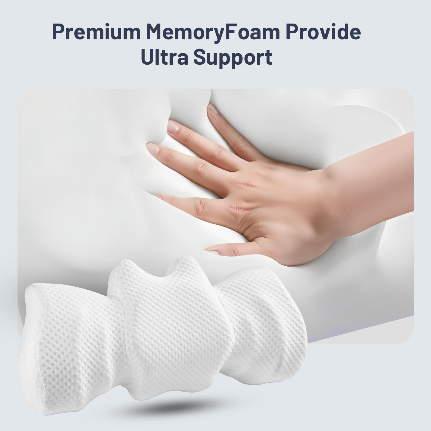 Cervical Pillow for Neck and Shoulder, Portable Pillow Ergonomic Neck Support, Memory Foam Travel Pillow for Neck & Back Pain Relief, Comfortable for Bedroom, Office, Car, Camping