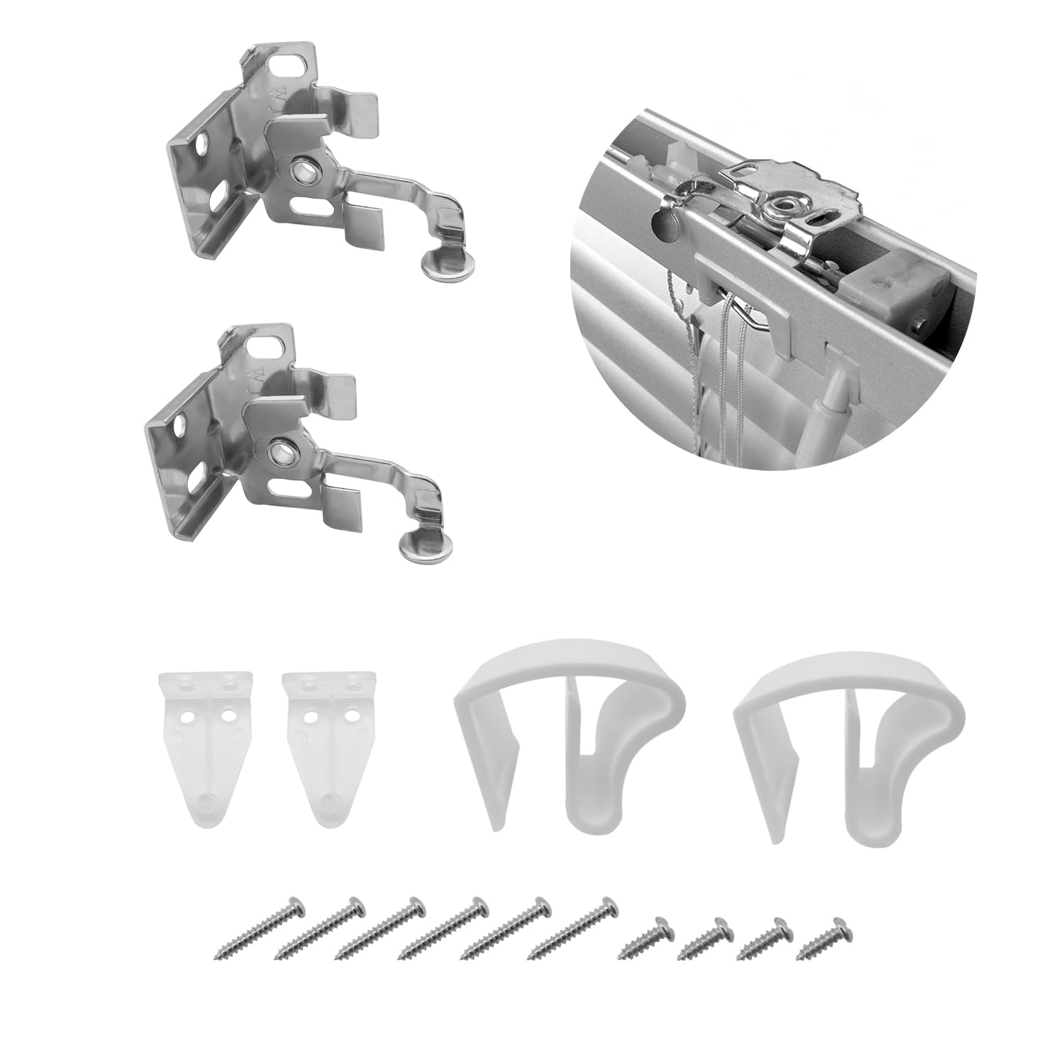 Mini Staffe Per Tende In Metallo, Clip Di Montaggio Per Tende Plissettate E A Nido D'Ape 25mm, Confezione Da 4 Con Viti E Tasselli