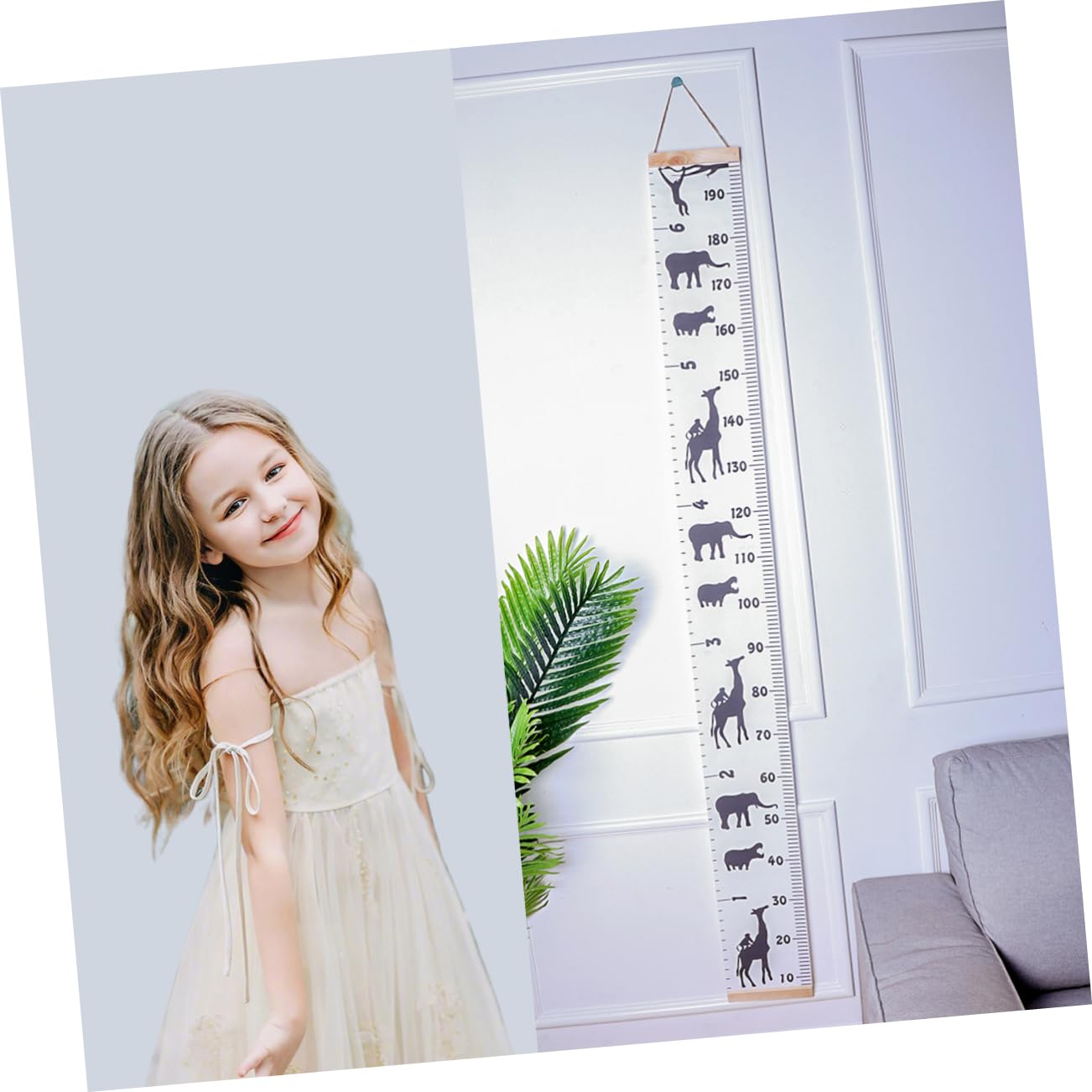 ibasenice Kids Growth Chart Height Measurement Ruler Rope Easy Install/Remove Baby Growth Chart Wall Decal Safe for Kids