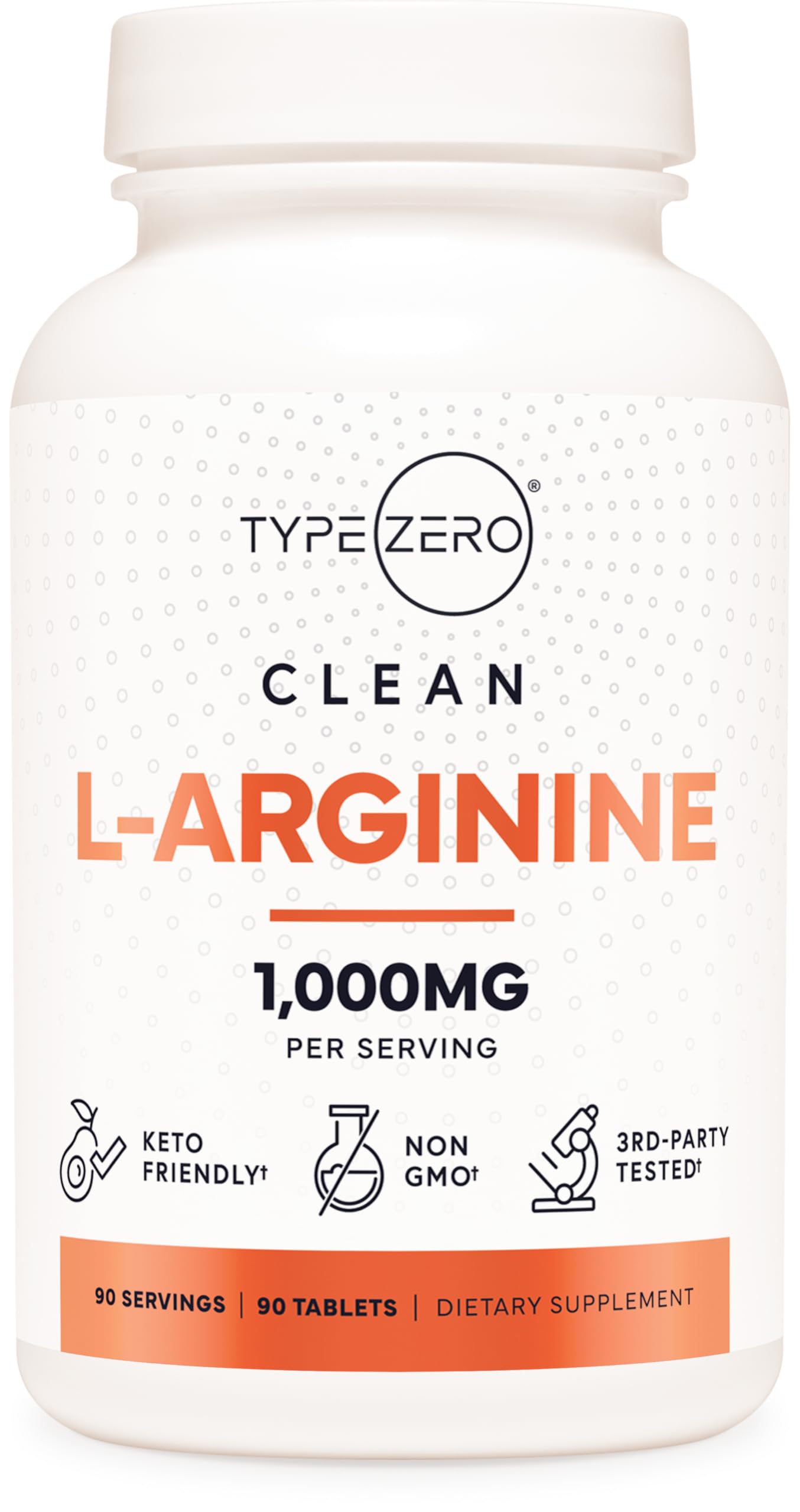Type Zero L-Arginine 90 Tablets 1,000 mg per Serving - Non-GMO
