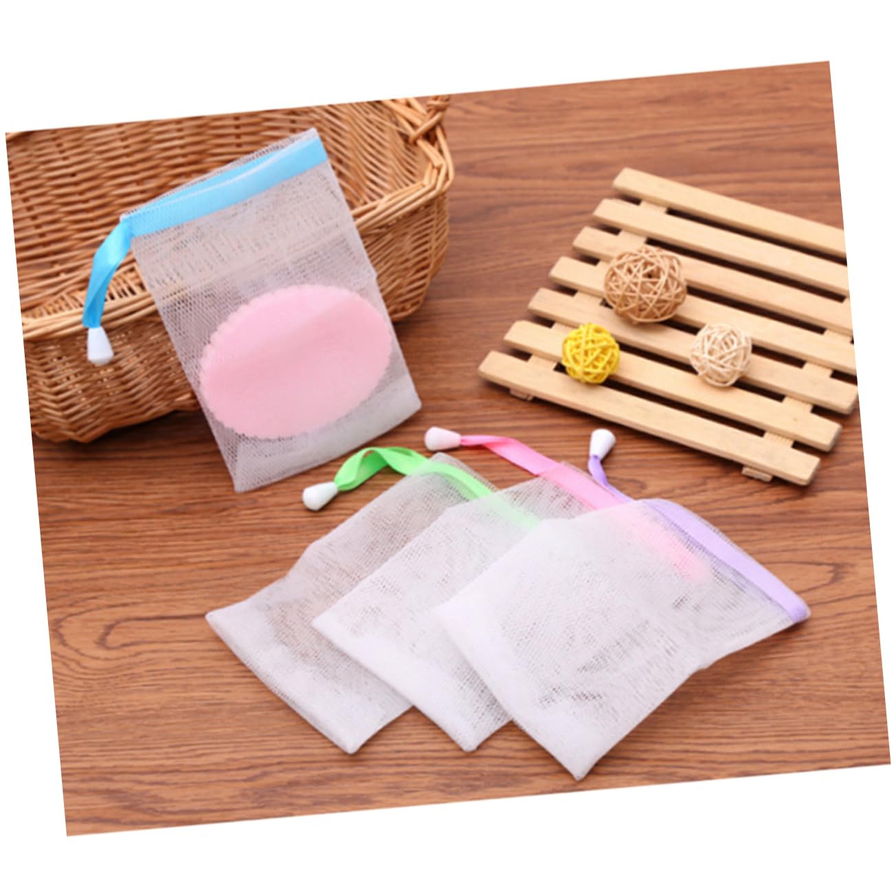 10pcs Nylon Mesh Soap Saver Bags for Facial and Body Cleaning