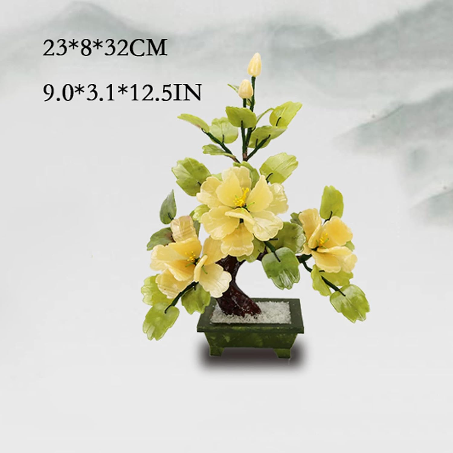 Artificial Plants Artificial Bonsai Flowers Artificial Flowers Jade Potted Plant Peony Flower Decoration for Home Decor Jade Carving Bonsai Bonsai Pine Tree (Color : B)
