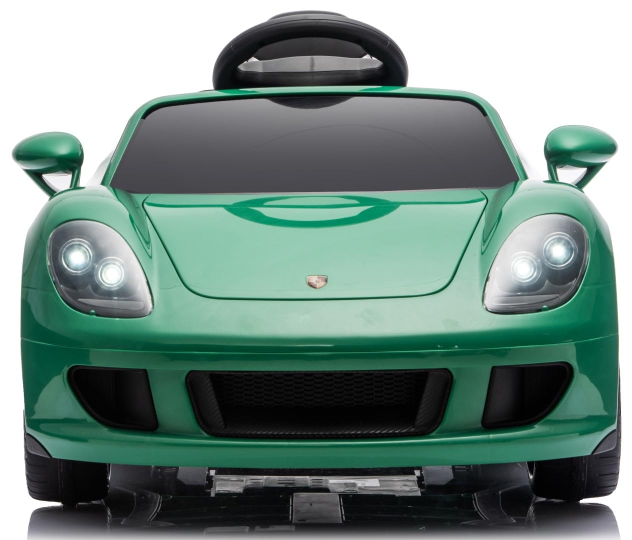 SUN BABY Porsche Carrera GT Cabrio, Auto elektryczne, Jeździk - Zielony | Pilot, 2 silniki 390, MP3, amortyzatory, pasy bezpieczeństwa, otwierane drzwi, 2 biegi, 3–5 km/h, akumulator 12V 4,5Ah