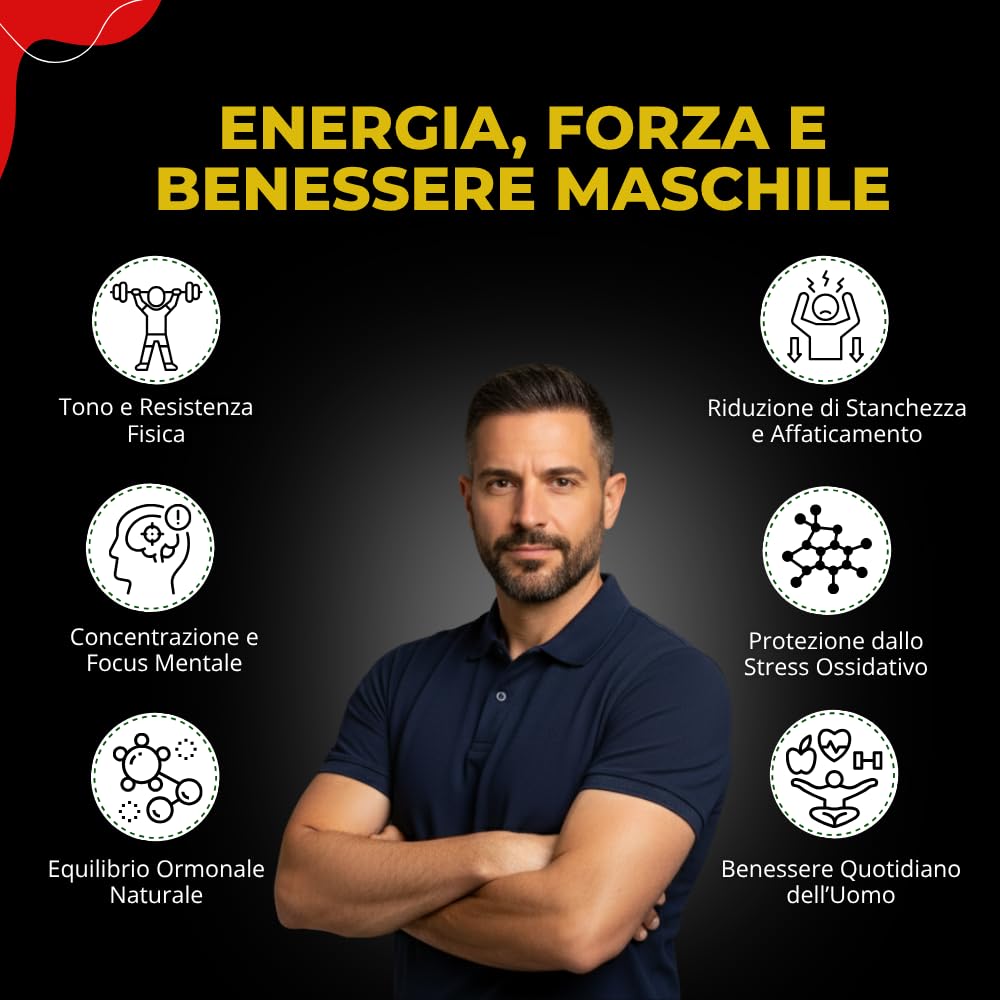 Integratore Uomo – Tribulus Terrestris, Maca Peruviana, Vitamina C e Zinco – Integratore Prostata Uomo Naturale per Energia, Vigore e Benessere Maschile – 120 Capsule – Royal Nutraceutici