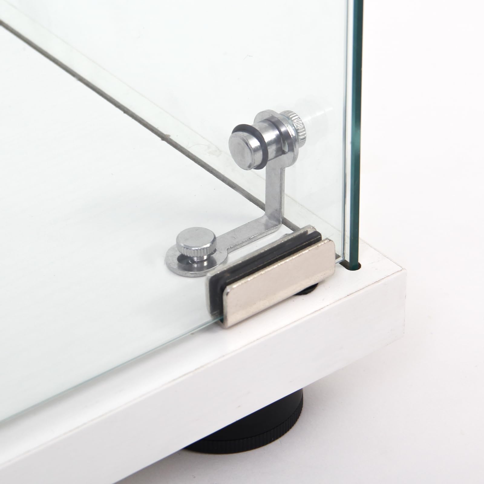 Vitrina de cristal, con 4 estantes de cristal, vitrina para colección con 2 puertas y cerradura para dormitorio, salón (blanco, puerta doble, 36 x 80 x 164 cm)