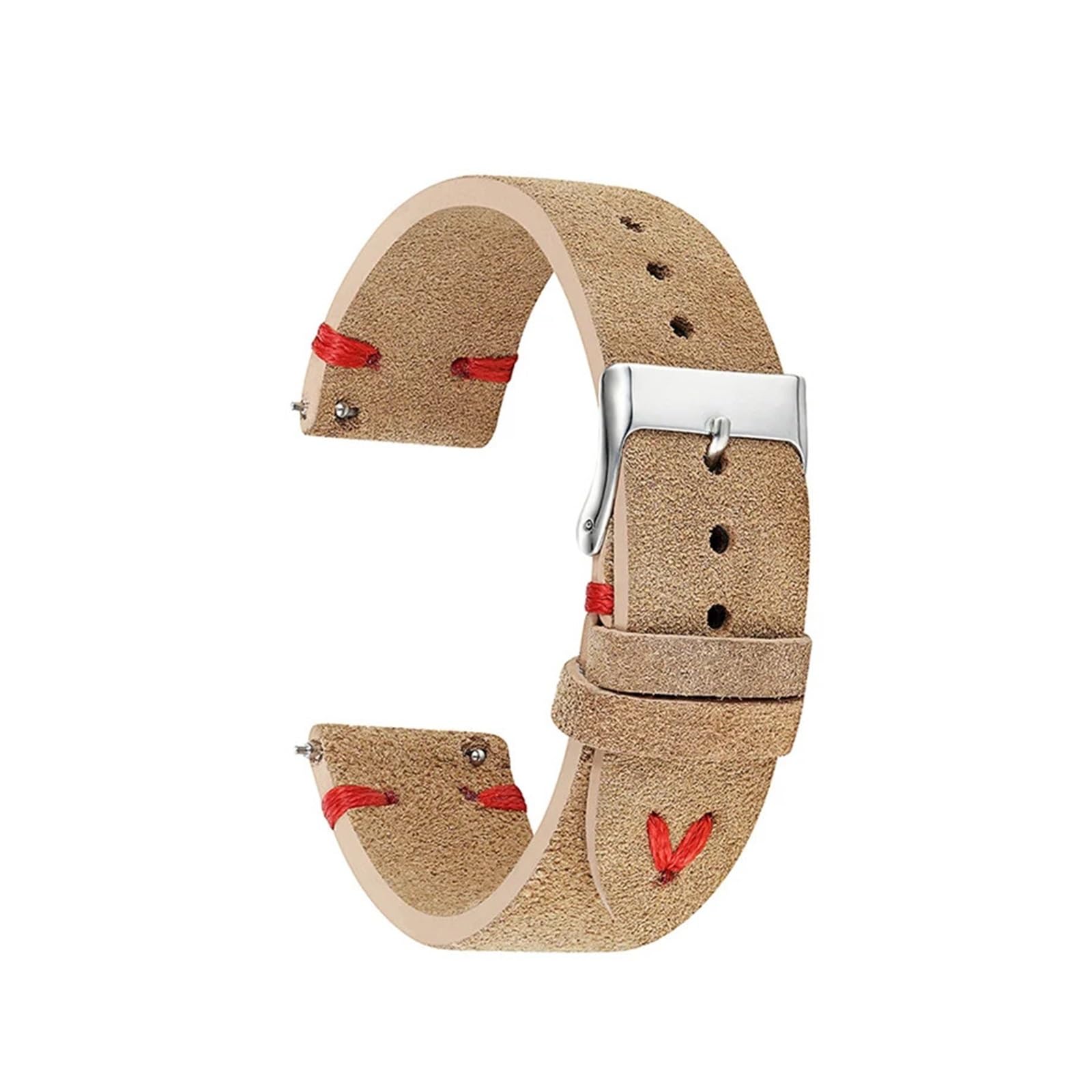 Oryginalne zamszowe paski do zegarków, bransoletka, khaki, retro, ręcznie robiony pasek do zegarka dla mężczyzn, 18 mm, 20 mm, 22 mm, pasek na nadgarstek (khaki, czarna linia, 20 mm)