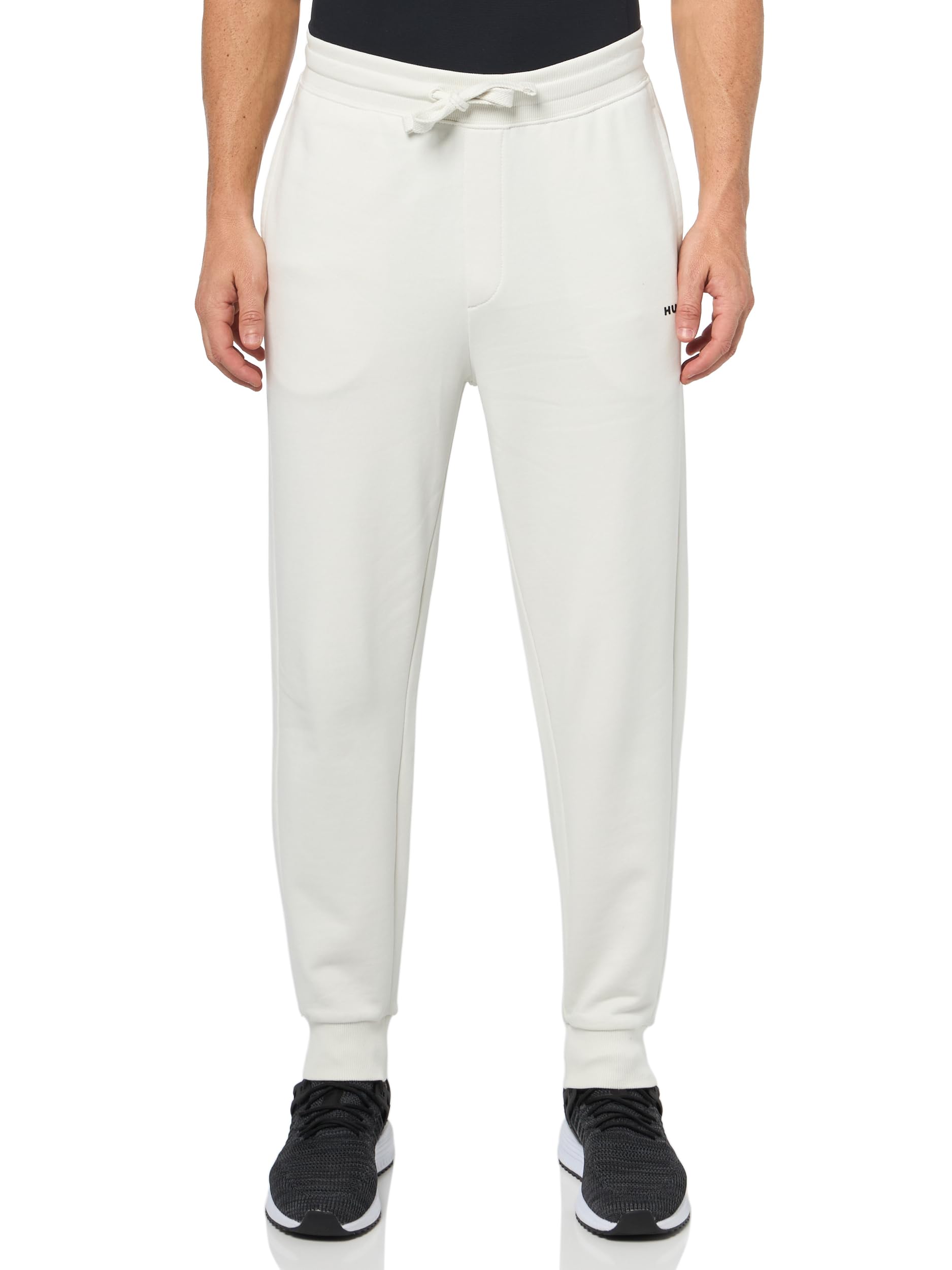 HUGO Men's Hit Logo French Terry Cuffed Joggers, Natural Cream, Medium