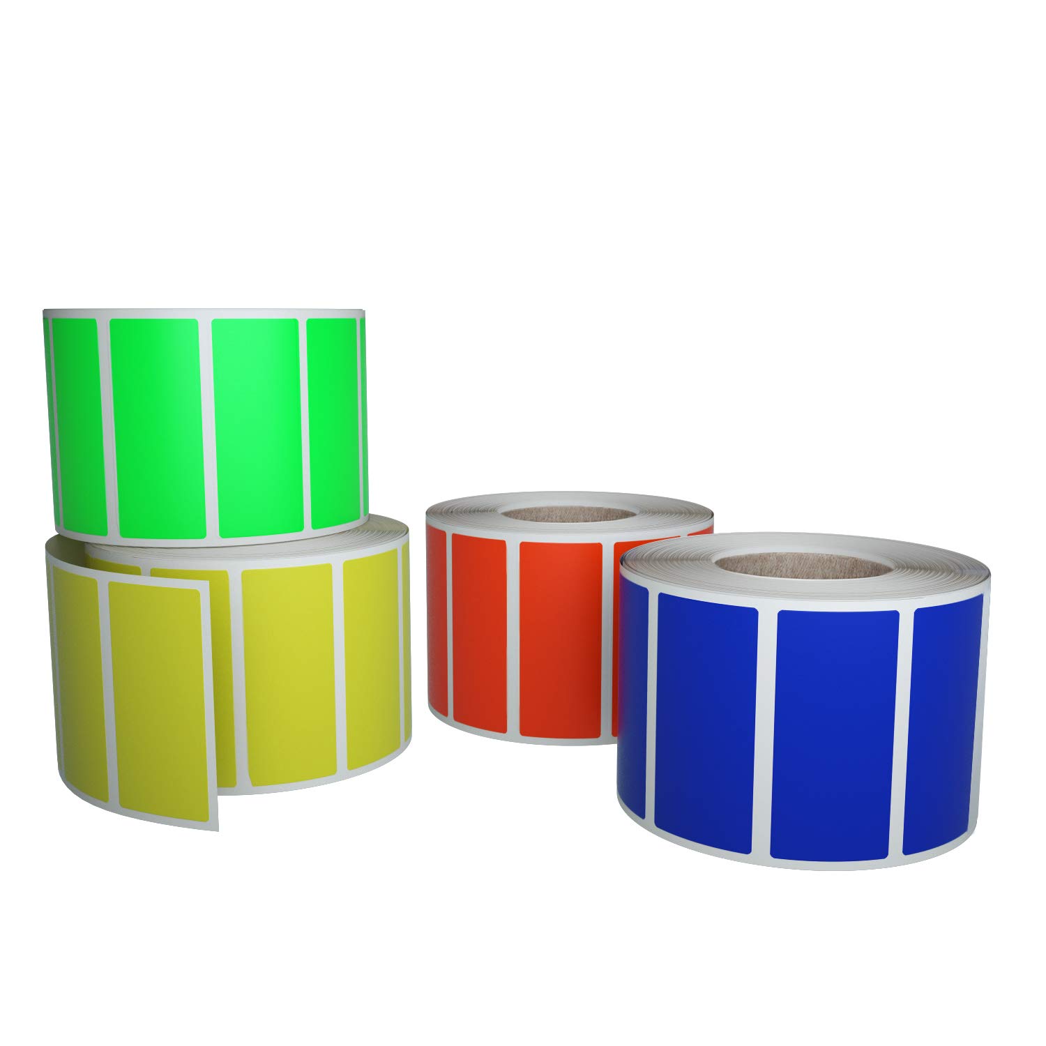 Royal Green Etichette Adesive Rettangolari Colorate da 4 cm x 1,9 cm in Rotolo - 4 Colori - Confezione da 2000 Pezzi | 2000 etichette rettangolari scrivibili in 4 colori per codifica, organizzazione, archiviazione, inventario e identificazione.
