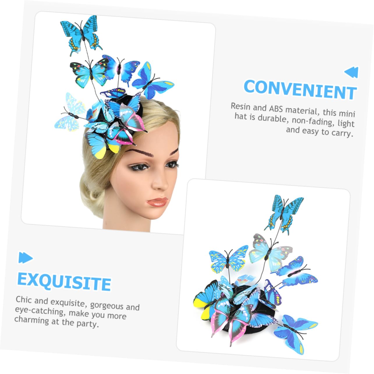 GALPADA 4pezzi Mini Cappello Decorativo con Clip per Forma di Farfalla Accessorio Elegante per Feste e Mascherate Leggero e Resistente Facile da Trasportare per Donne e Amiche
