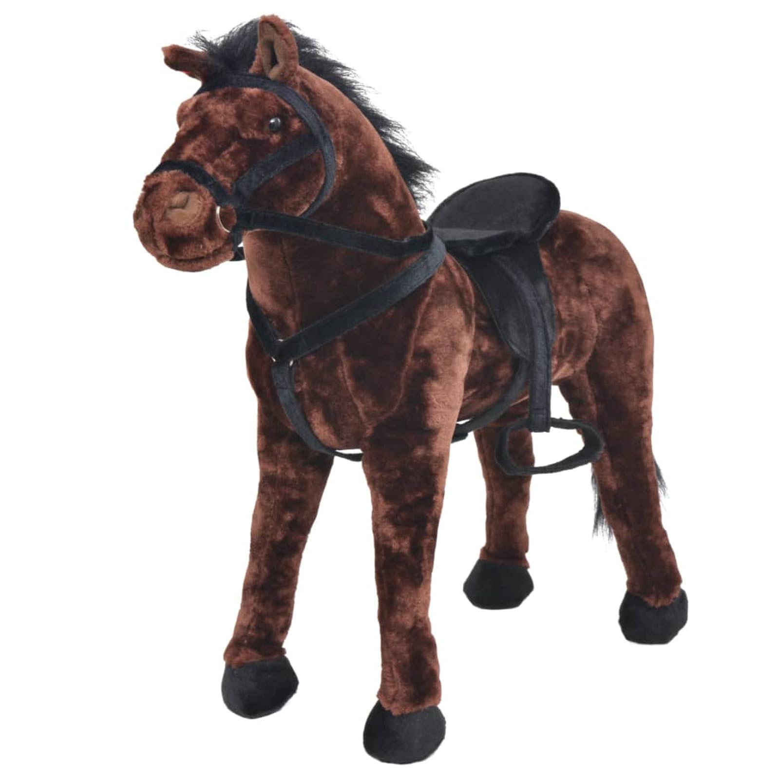 Cavallo di Peluche Marrone Scuro XXL Giocattolo Gioco per Bambini Bimbi