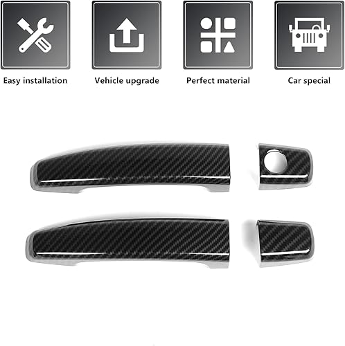 Miniatura 4 de RAZPOY Funda para manija de puerta exterior, protector de manija de puerta exterior compatible con Chevrolet Chevy Camaro 2010-2015, fibra de carbono