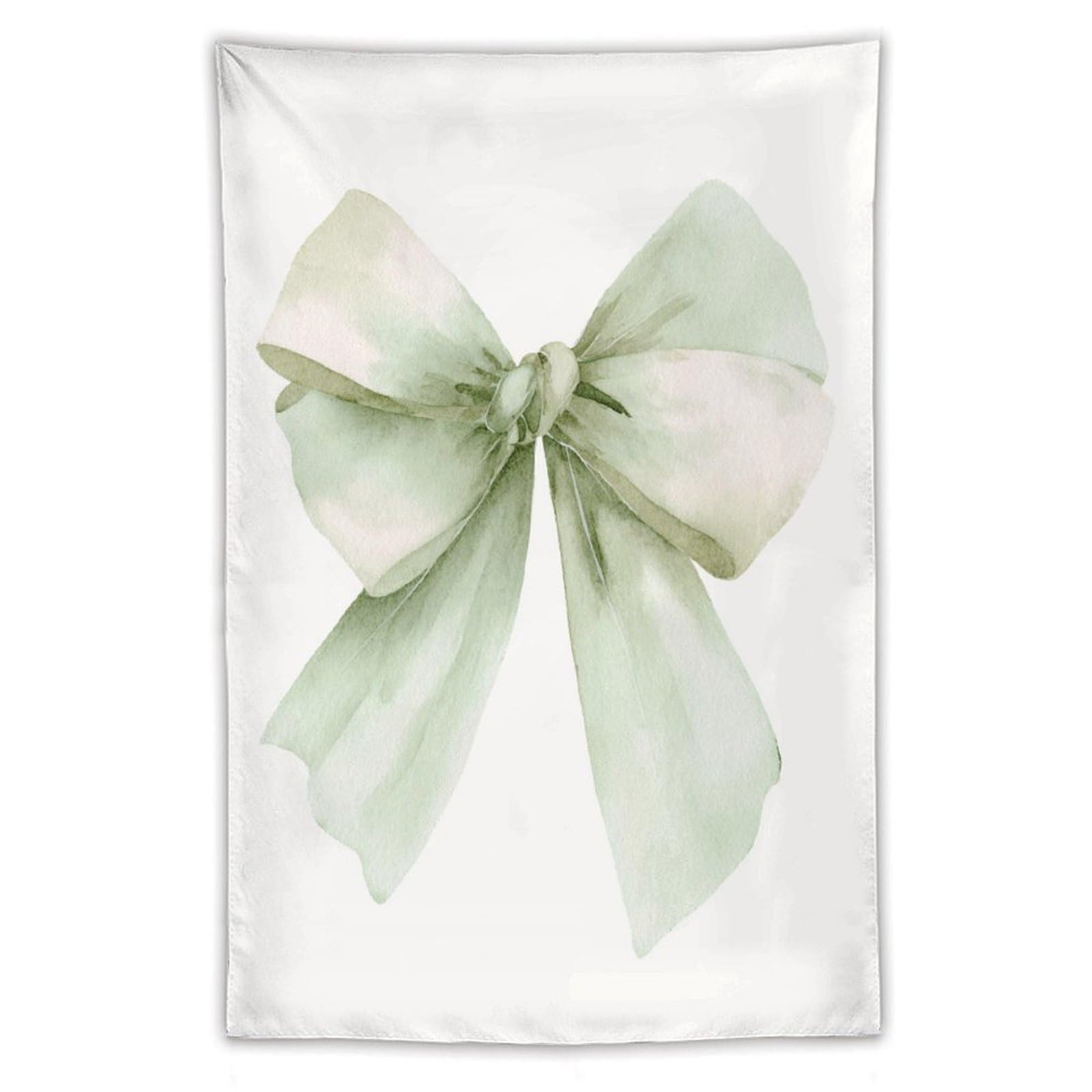 Jubonexis Watercolor Soft Satin Ribbon Bow Soft Green Tapestry Polyester Aesthetic Wall Hanging Bedroom Living Room Dorm Decor 40"x60"