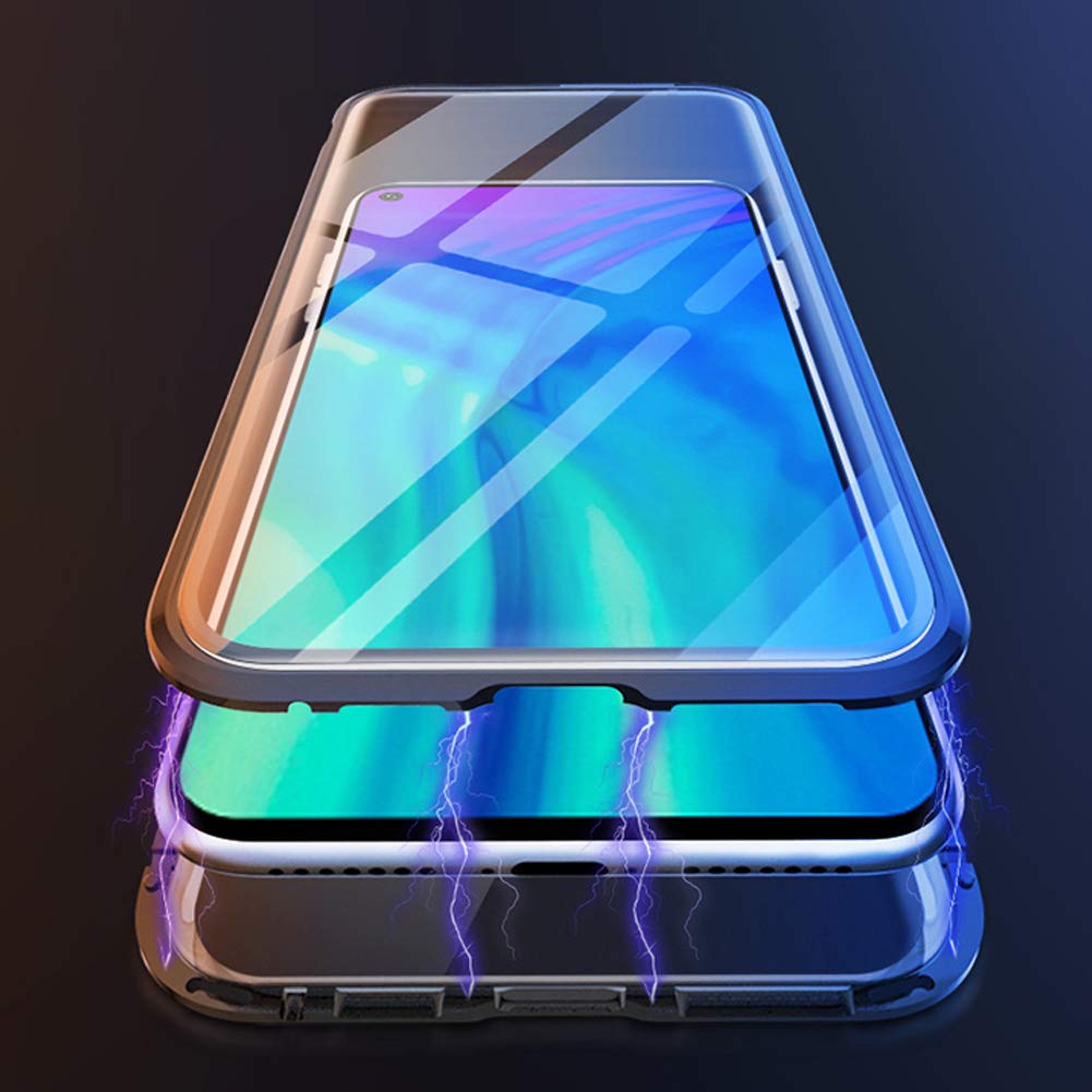 RonRun Cover per Xiaomi Redmi 12C/ Redmi 11A Custodia per Magnetica Porta Telefono da Auto Doppio Strato a 360° Cavalletto in Metallo Antiurto + 2pcs Vetro Temperato Protezione Per Schermo, nero