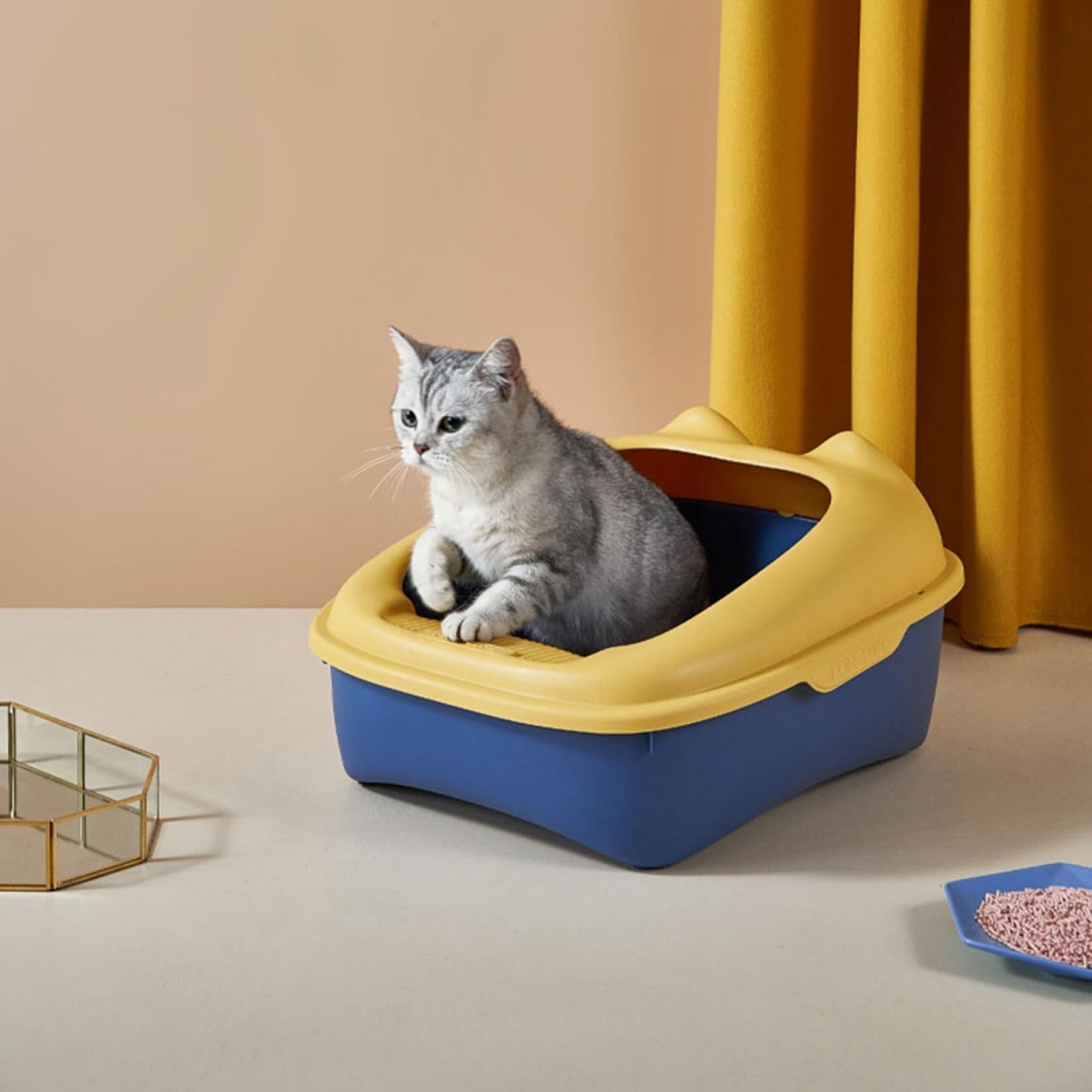 大型猫ちゃんも　ハーフカバー付き　ペットトイレ　オープンタイプ　システムトイレ Amazon | 猫用トイレ本体 オープンタイプ 桃色 子猫 成猫 ネコ