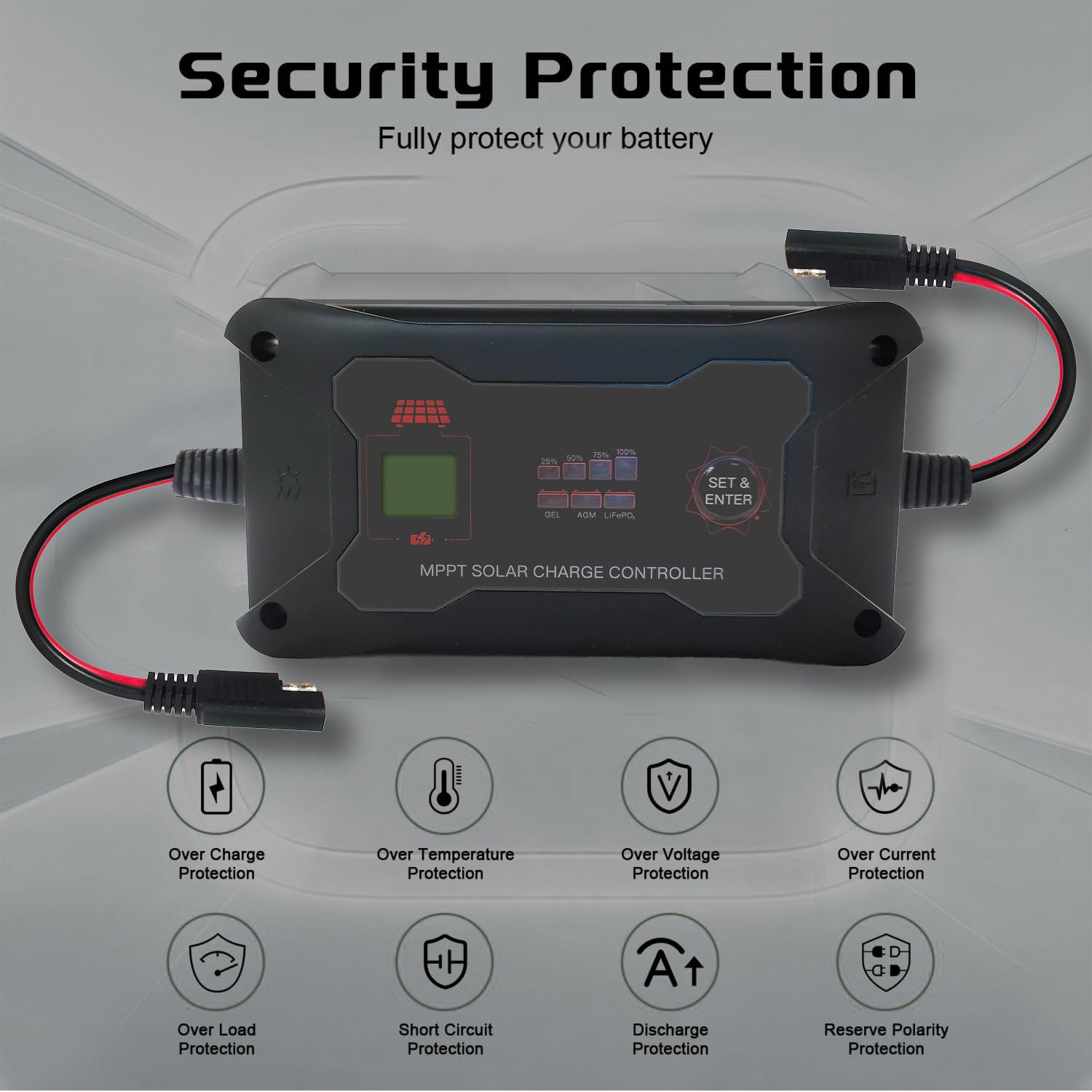 SolaMr 20A MPPT Solar Laderegler 12V/24V Smart Portable Solar Panel Controller Solarregler mit LCD Display und LED für GEL/AGM/Blei-Säure und LiFePO4 Batterie-M2420P