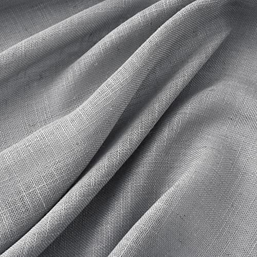 MIULEE Grey Linen Curtains 84 Inch Length for Bedroom Living Room, Soft Thick Linen Textured Window Drapes Gray Semi Sheer Light Filtering Back Tab Rod Pocket Burlap Look Decor, 2 Panels