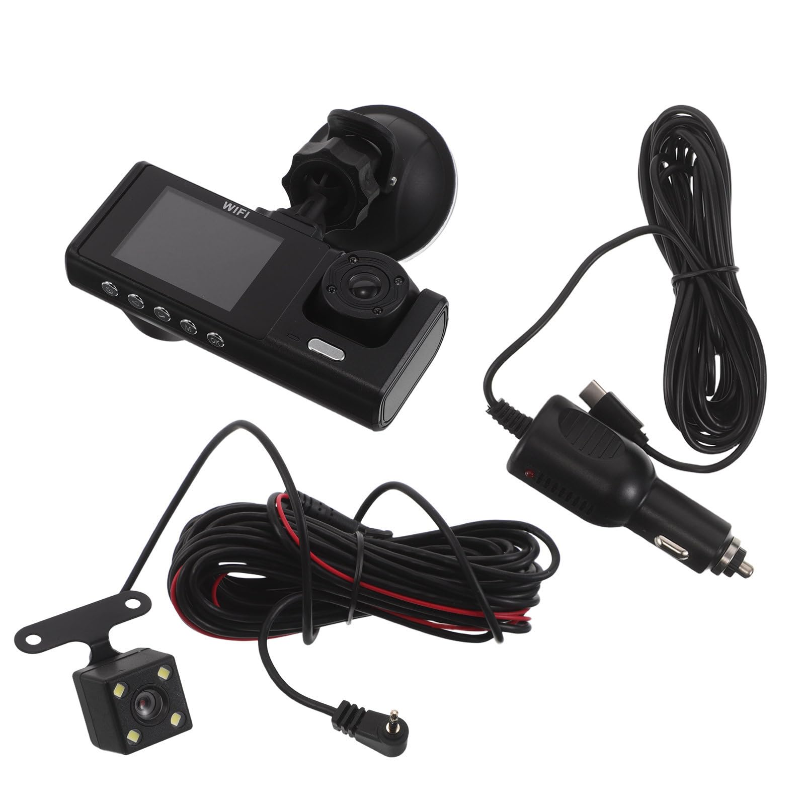 Cámara de Tablero Espejo Retrovisor Triple Lente 1080p HD GPS y Wi-fi