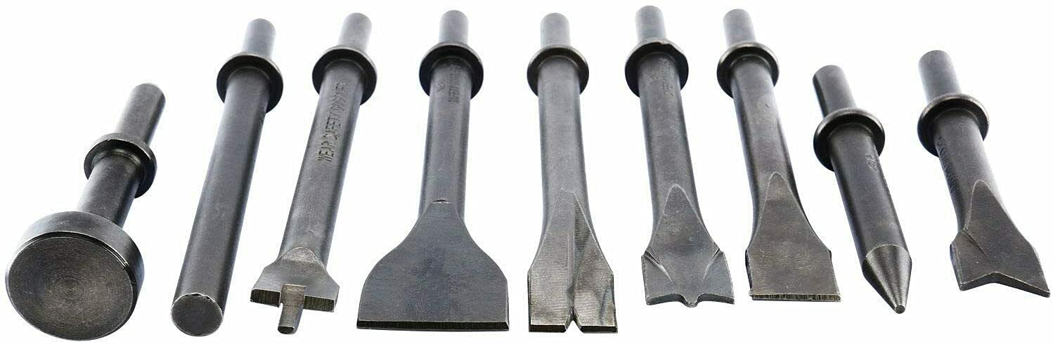 Pneumatic Chisel Air Hammer Punch Chipping Bits Tool Kit 0.39'' Shank Heavy Duty