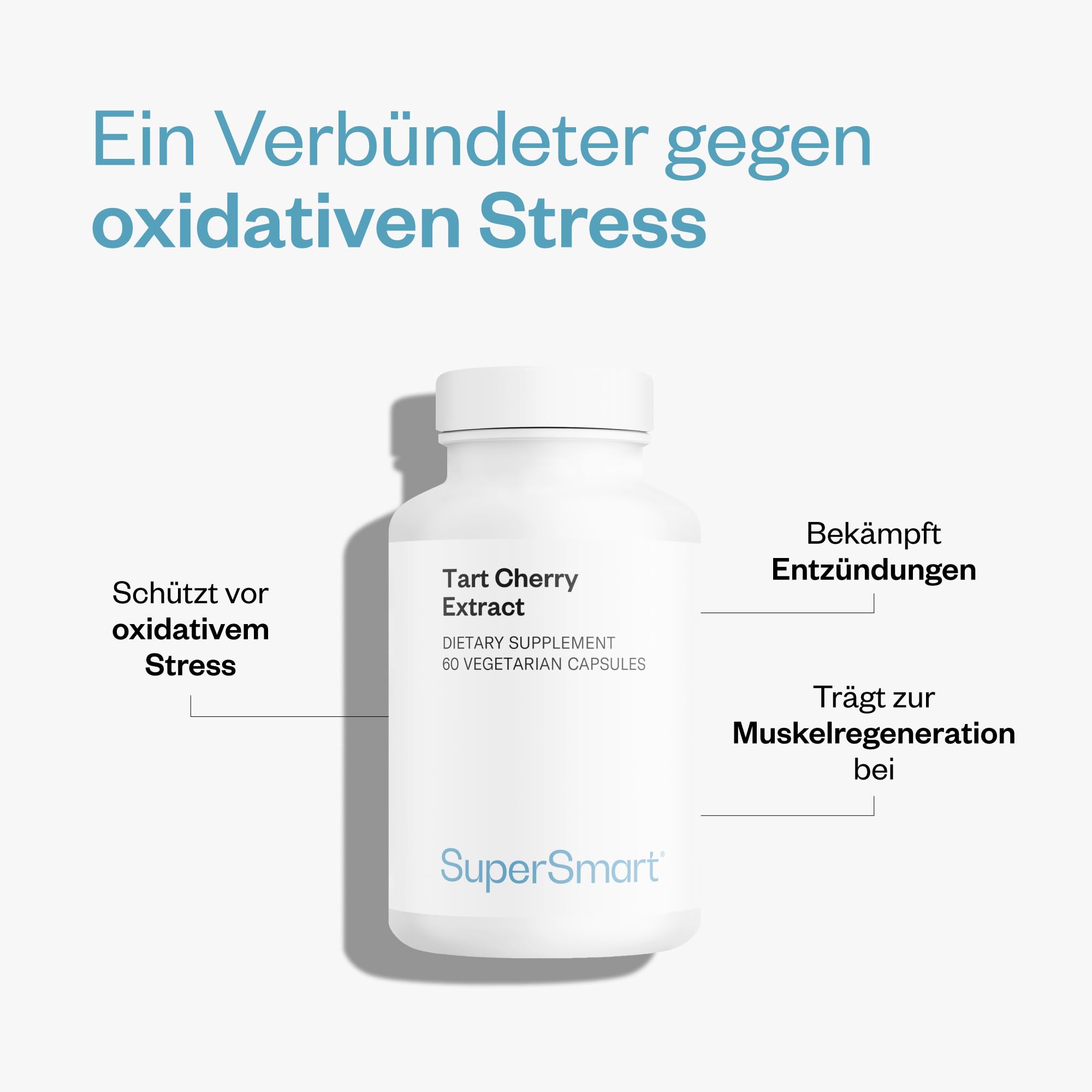 Montmorency Kirsche - Muskelregeneration - Entzündungshemmend - Prunus Cerasus Extrakt standardisiert mit 6,5% Anthocyanen - Sauerkirschen - Anti-Aging - Vegan - SuperSmart