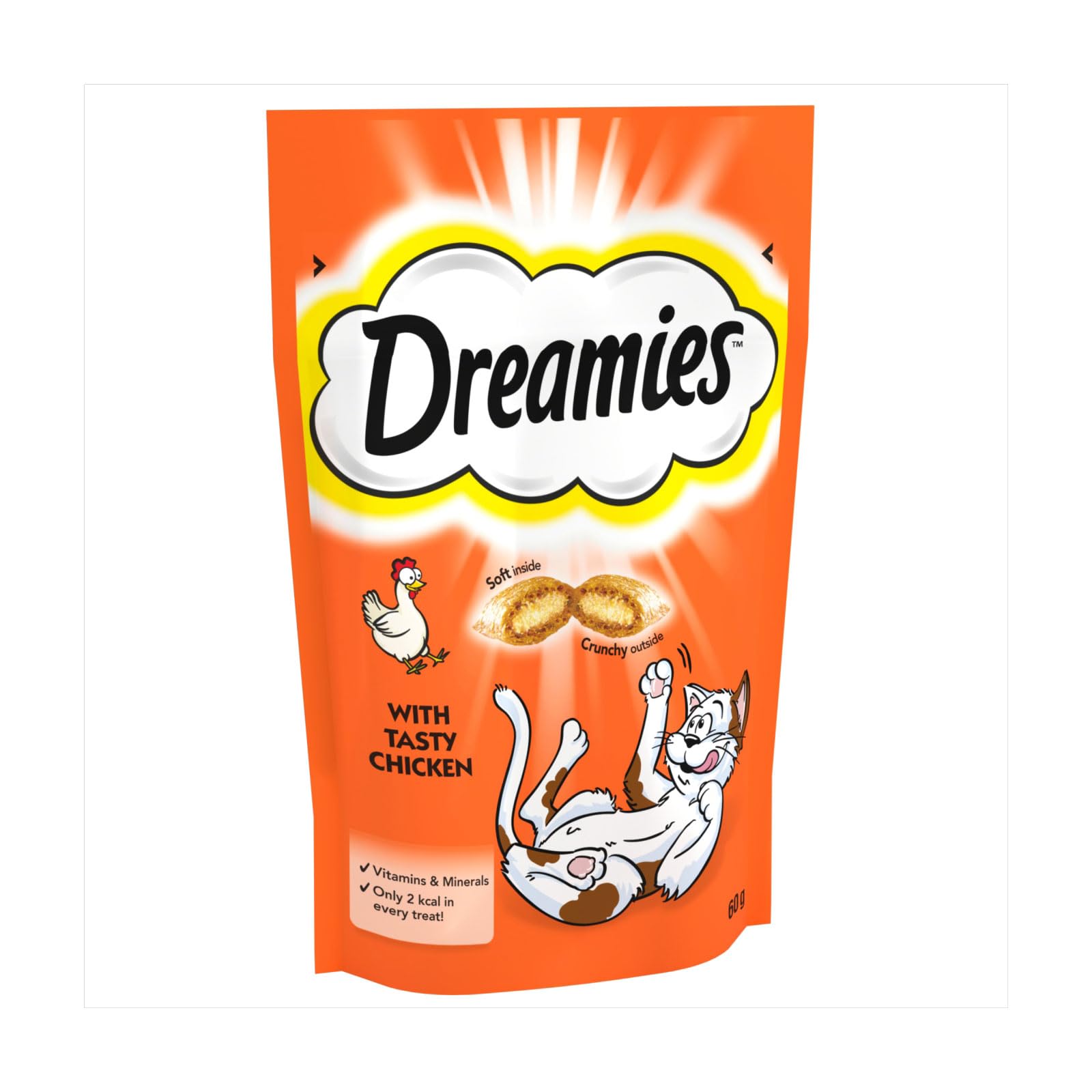 Dreamies Treats Pack of 3 with Chicken Cheese & Catnip Flavours, 60 g (Pack of 3) - Image 2