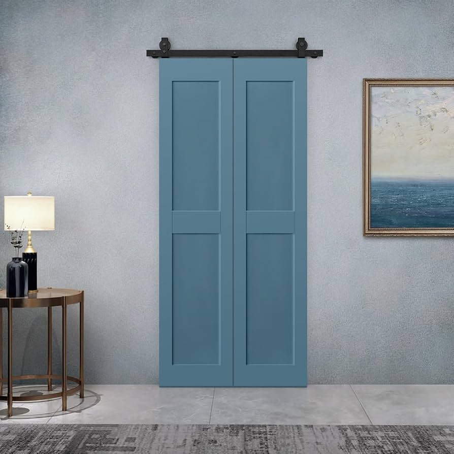 26 in. x 80 in. 2 Panel Shaker Hollow Core Dignity Blue Composite