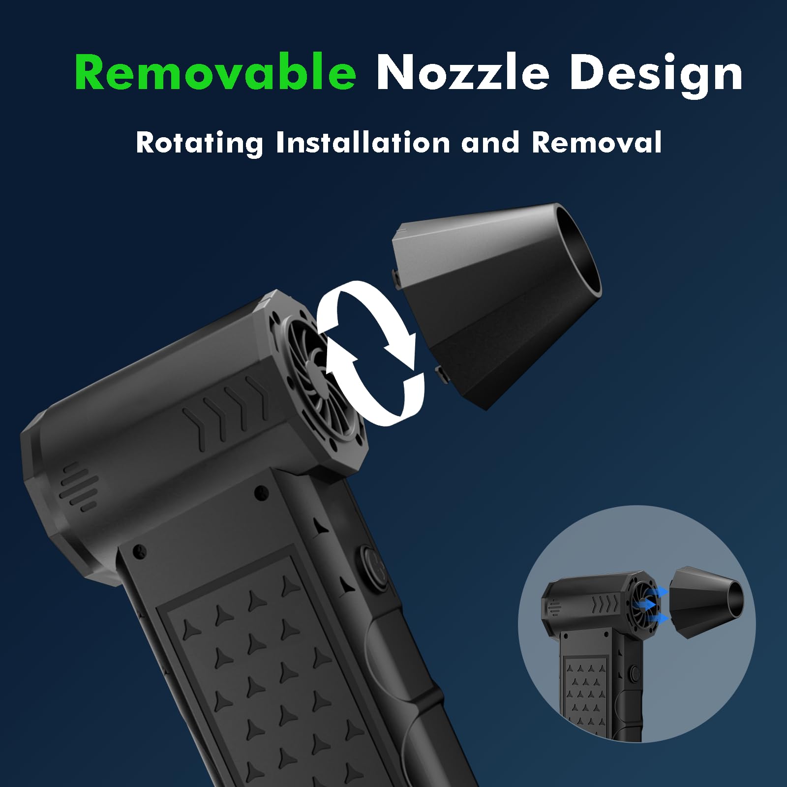 XJUGEZ Souffleur Air Comprimé Avec Buse Amovible, Dépoussiéreur Electrique 130 000 Tr/min, 4 Vitesses, Souffleur Electrique Pour PC,Clavier,Voiture,Feuilles,Neige, Barbecue,Design Star