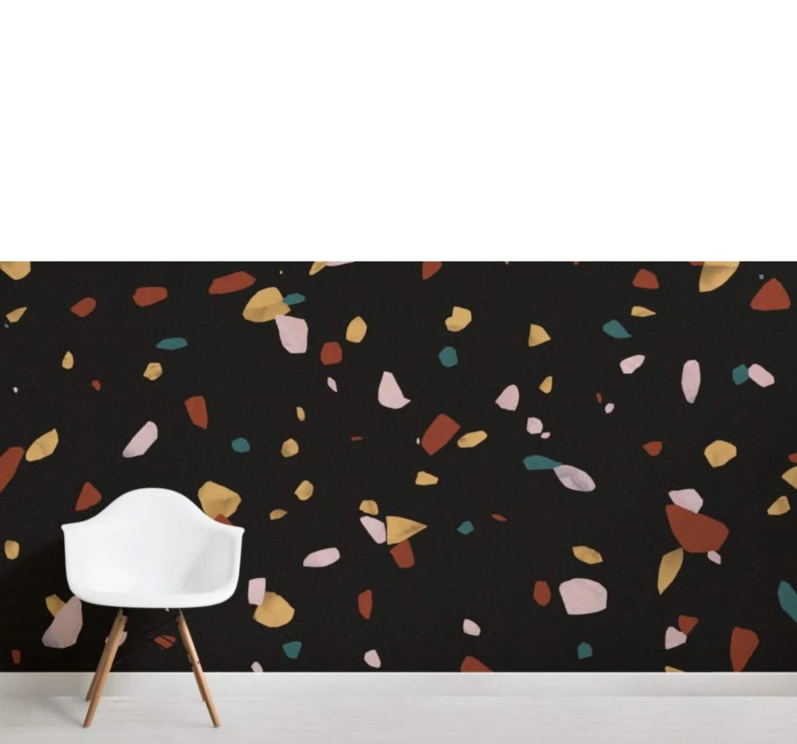 Wallpaper-3D-Xlm 350Cm×256Cm(B×H) Creative Colourful Patterned Black Faux Marble 3D Wallpaper Easy Install Feature Office Living Room Sofa Bedroom Tv Background Wall Decoration-350Cm×256Cm
