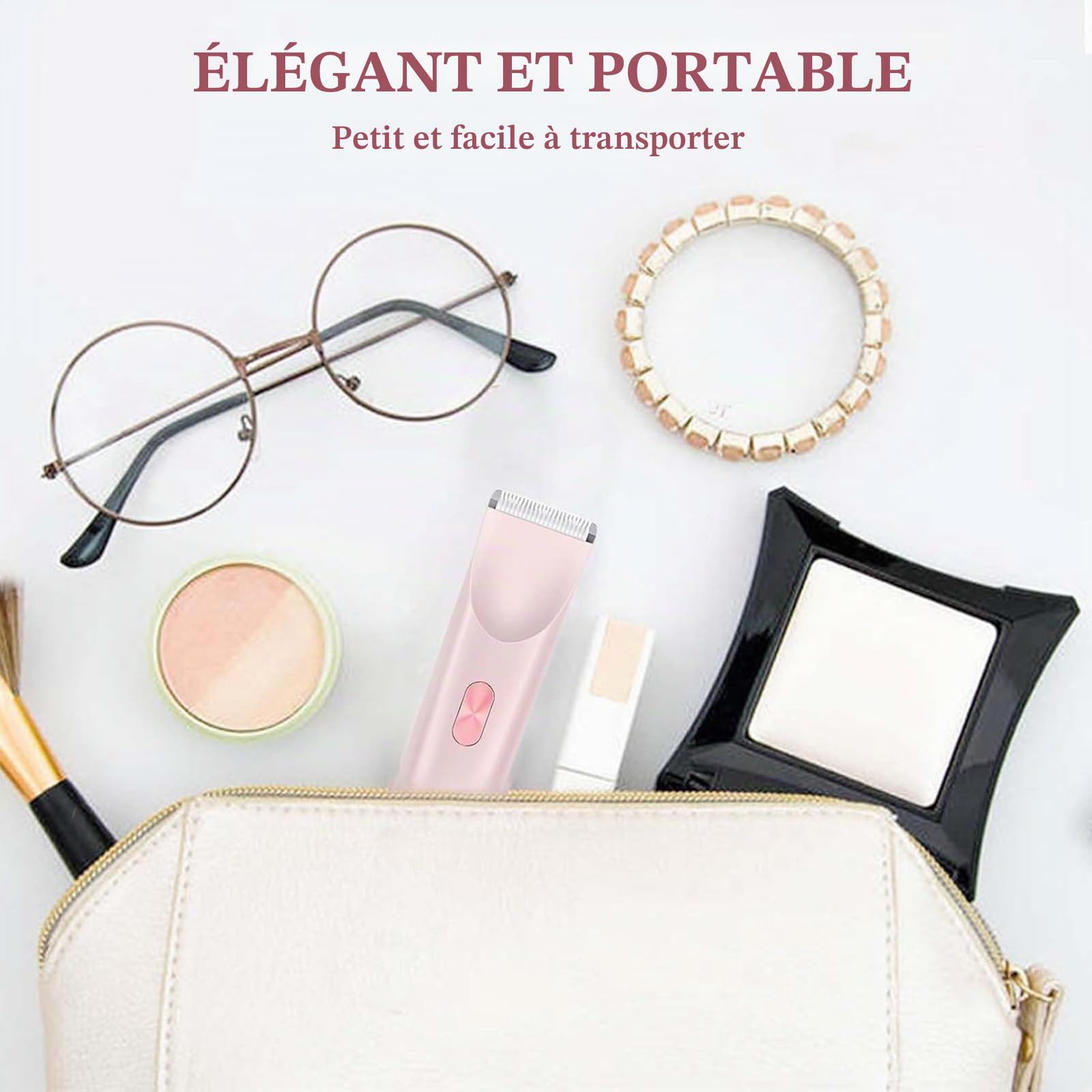 PZCC Rasoir Manuel pour Femme, Tondeuse Bikini 2 en 1, Rasoir Sans Fil, Anti-Coupures et Anti-Irritations, Humide et Sec, Rechargeable, Convient pour Le Visage, Les Jambes et Les Aisselles (Rose)