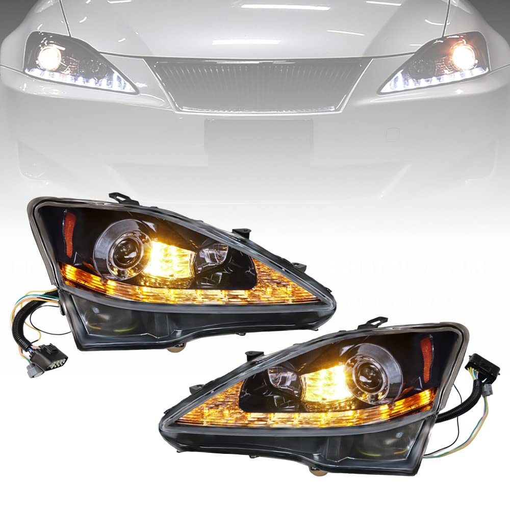 2006-2013Lexus IS250 IS350 Hybrid LED & Halogen Headlight Assembly Front Left Driver Right Passenger Side - 2006 2007 2008 2009 2010 2011 2012 2013Lexus IS250 IS350 Pair Headlamp Replacement