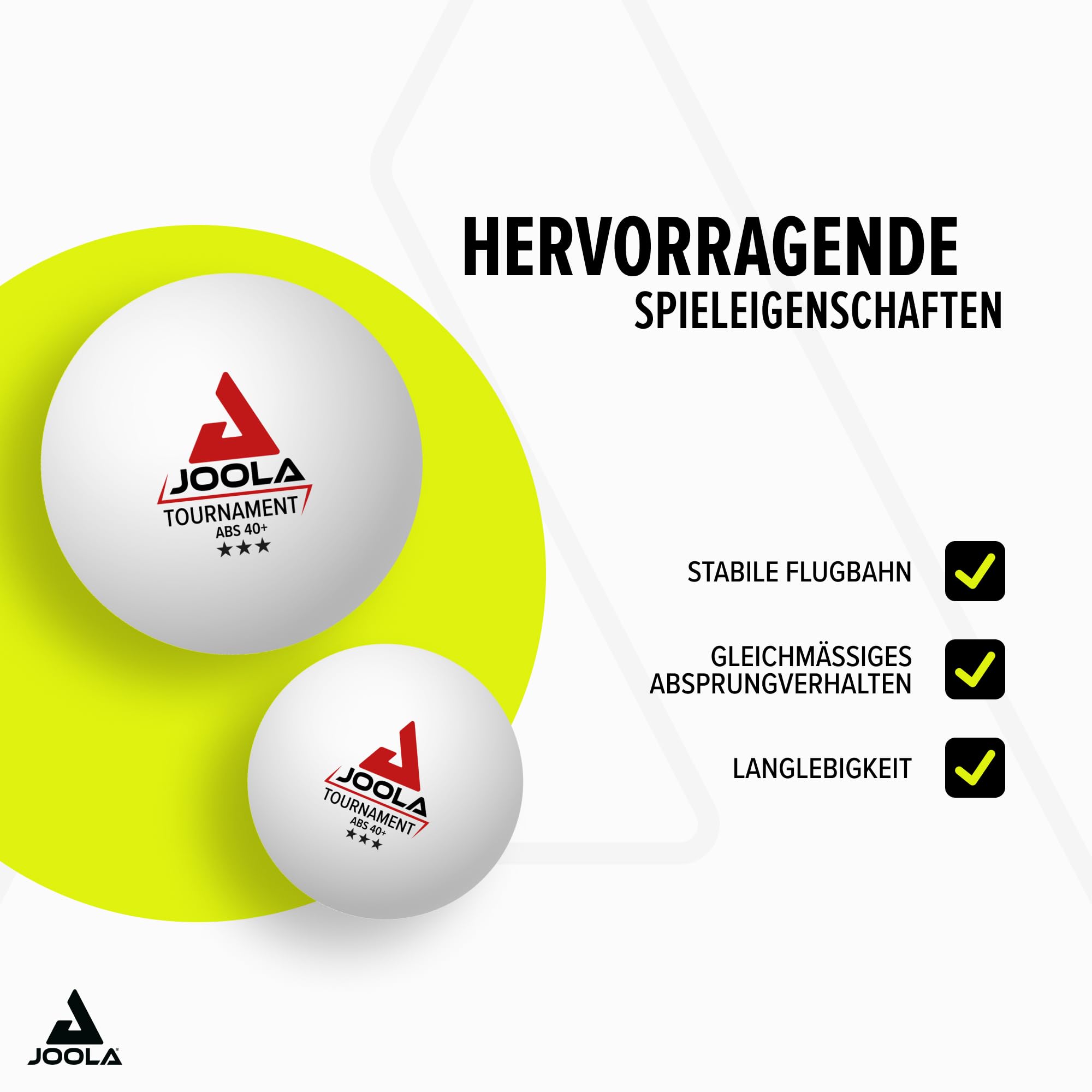 JOOLA Piłki do tenisa stołowego Tournament, wybrane, średnica 40 mm, 3-gwiazdkowe, piłki do tenisa stołowego, do użytku wewnątrz i na zewnątrz, białe