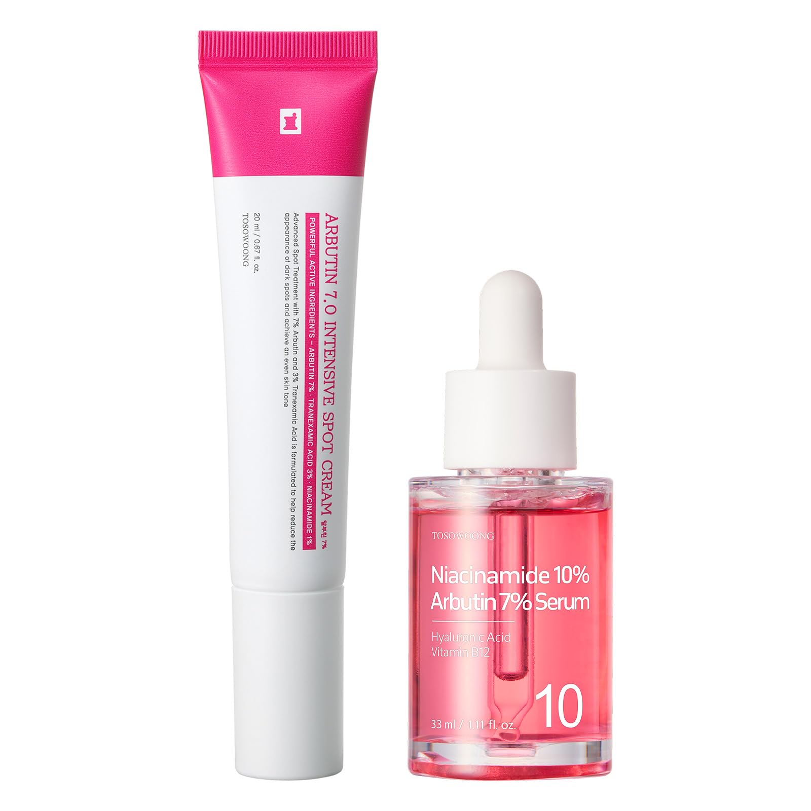 TOSOWOONG Advanced Anti-Pigmentation Solution Duo: Arbutin 7% Spot Cream & Niacinamide 10% Serum for Even Skin Tone