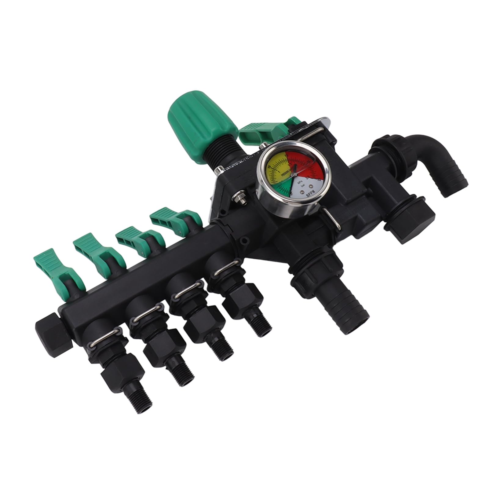 Divisor de Manguera Colector Resistente de 4 Vías con Interruptores Independientes para Uso en Granjas y Jardines Material Duradero Resistente a la Oxidación