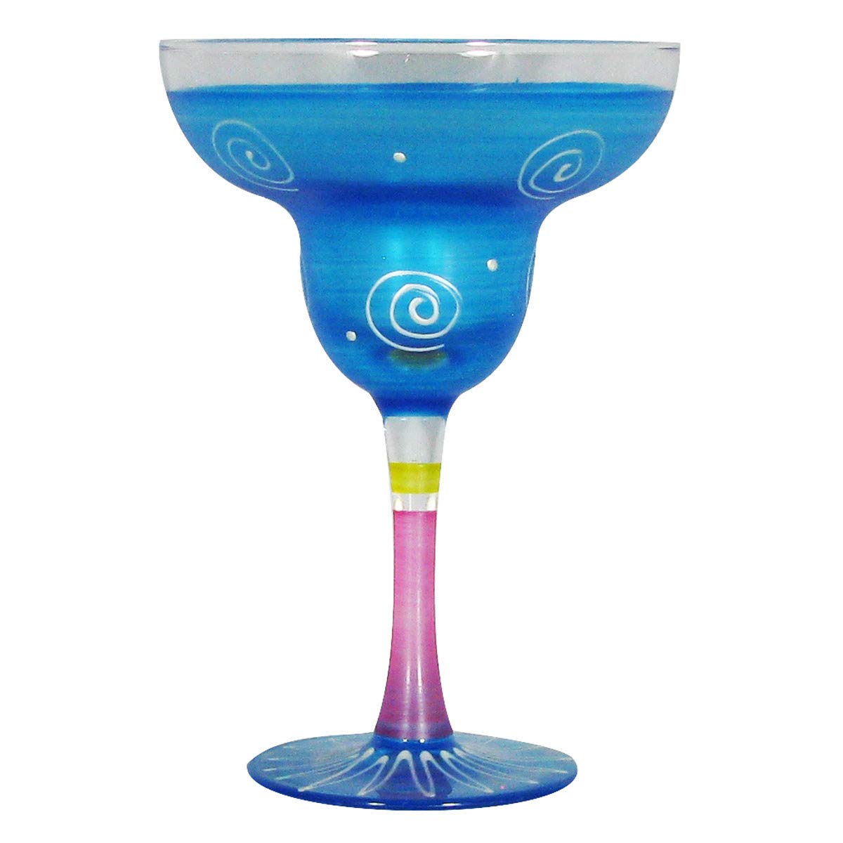 Set of 2 Turquoise & White Hand Painted Margarita Drinking Glasses - 12 Ounces