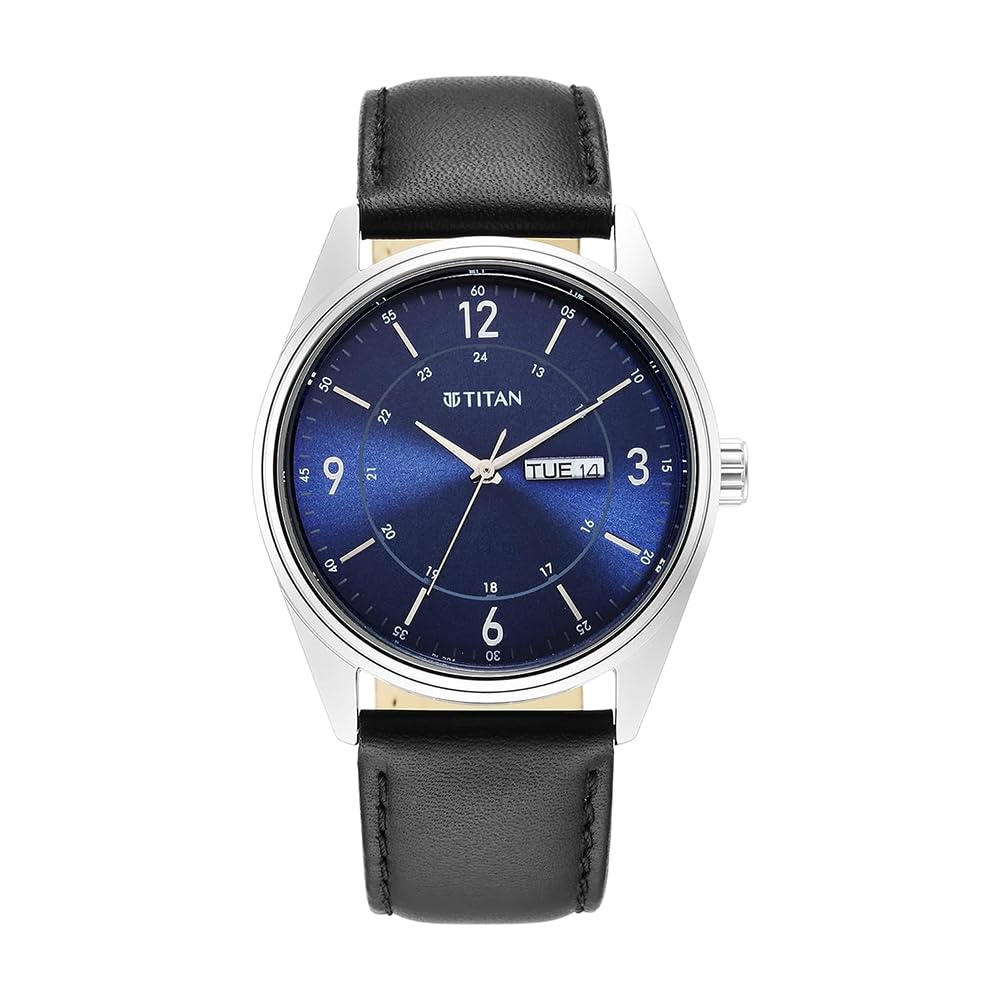 Titan Quartz Analog Blue Dial Leather Strap Watch for Men-NP1864SL02 (B09B3KK4WL) Amazon Price History, Amazon Price Tracker