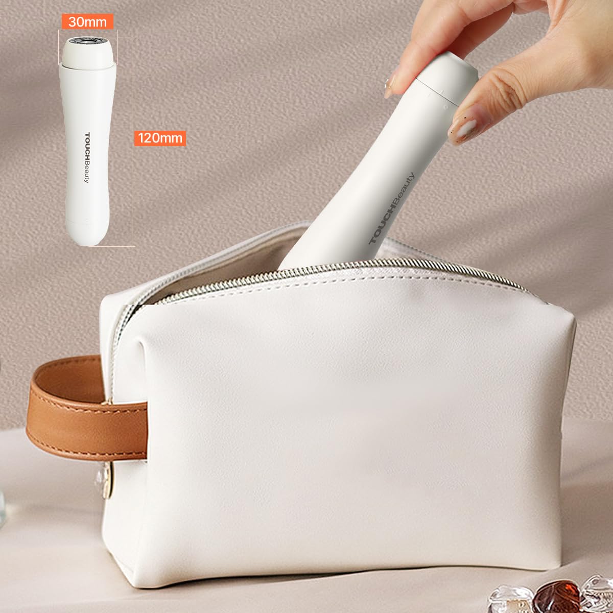 TOUCHBeauty Depilazione facciale per donne, depilazione impeccabile del viso per donne, rasoio per peli di pesca, peli del mento e baffi del labbro superiore, rasoio portatile da donna AG-1653 bianco