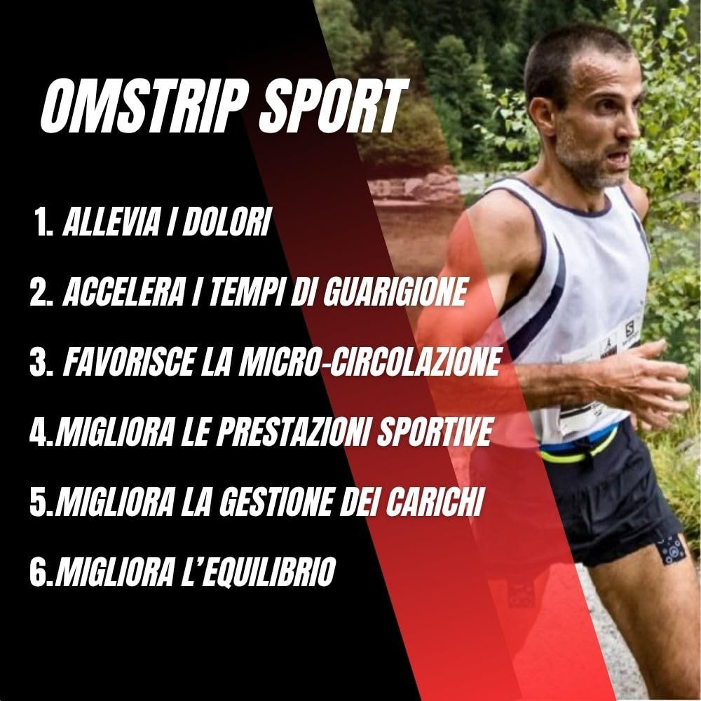 Omstrip Mix Cerotti (8 Pezzi: 4 Sport + 4 Wellness), Supporto Drug-Free di 72 Ore per Performance, Recupero Muscolare e Sollievo da Dolori Muscolari, Cerotto Kinesiologico con FIR e Tecnologia F7