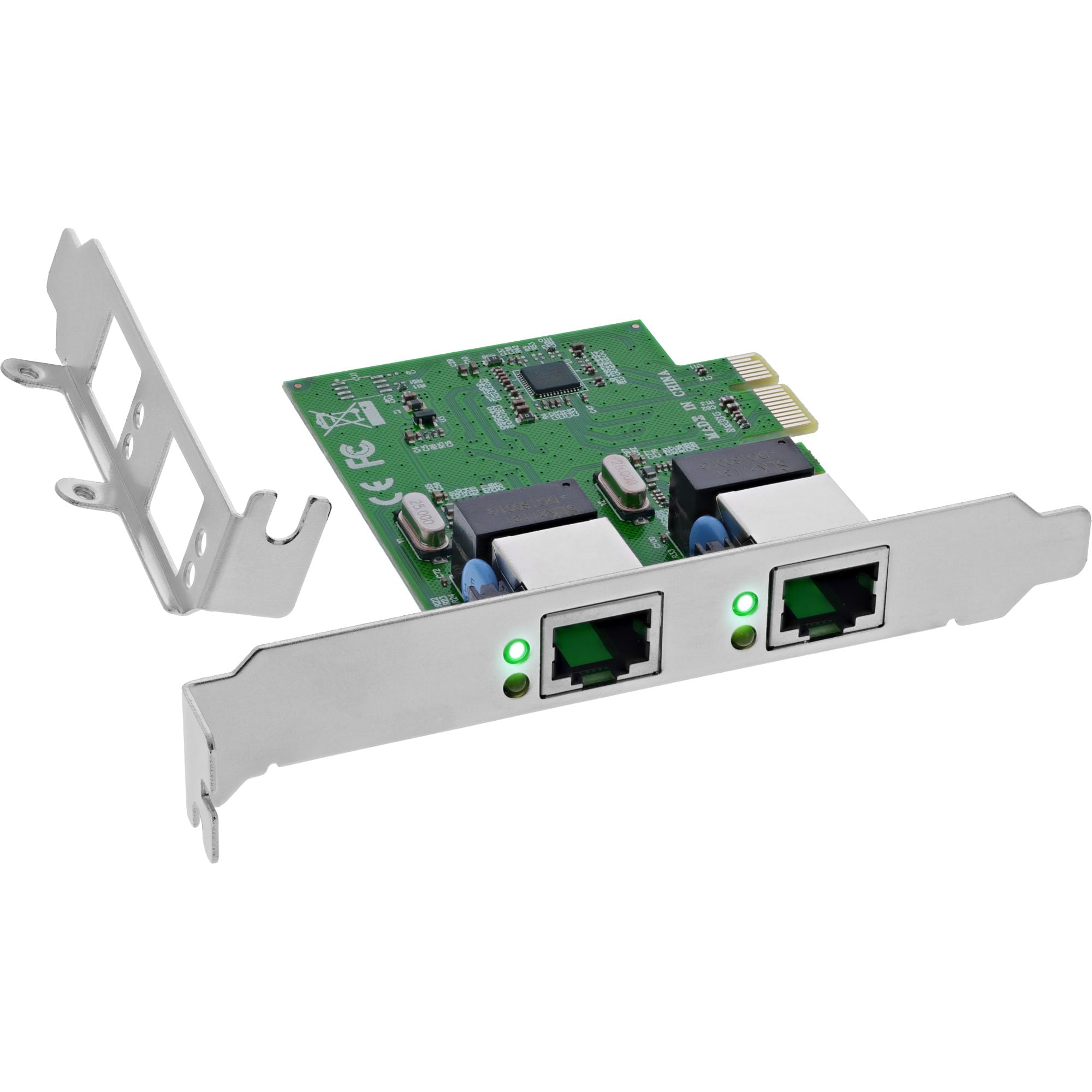 InLine Scheda di rete Dual Gigabit con 2 x RJ45, PCIe x1, con slot a basso profilo, VLAN, frame jumbo, risparmio energetico, 51128 K