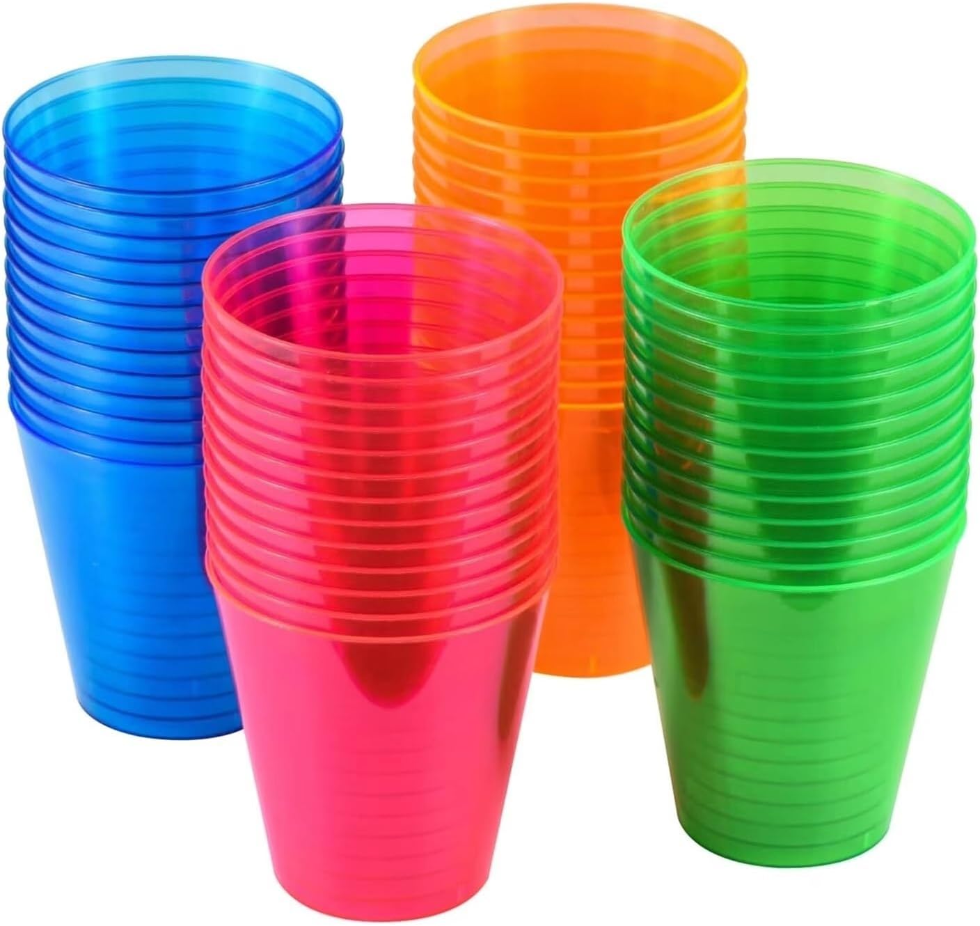 100 or 24 Pack Shot Glasses, 2oz Disposable Clear Hard Plastic Cups(Multicolor) jello cups for party iridescent supplies(100PCS 4Colors)