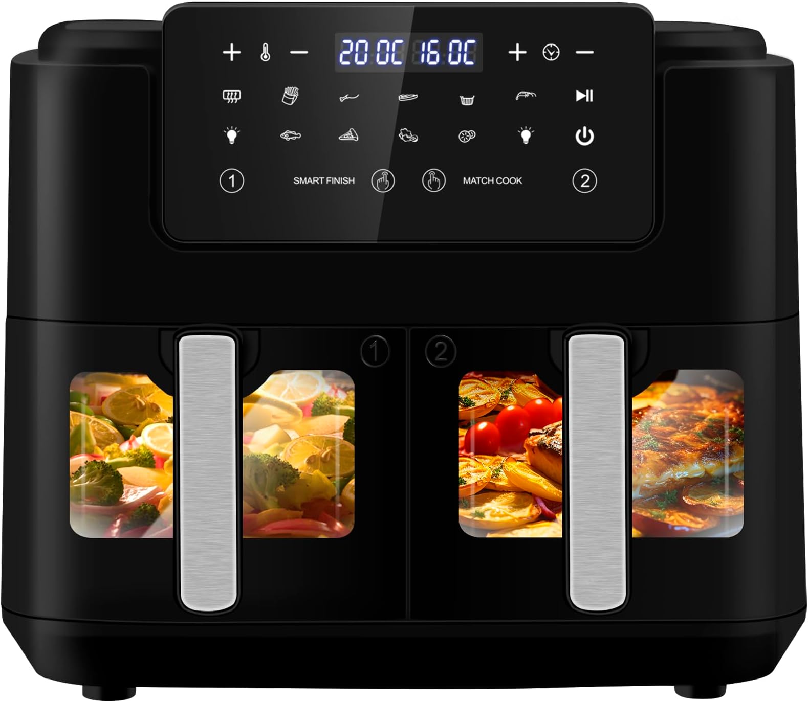 Doppelkammer Heißluftfritteuse 11L - 2600W Mit 2 Körben & Sync-Funktion