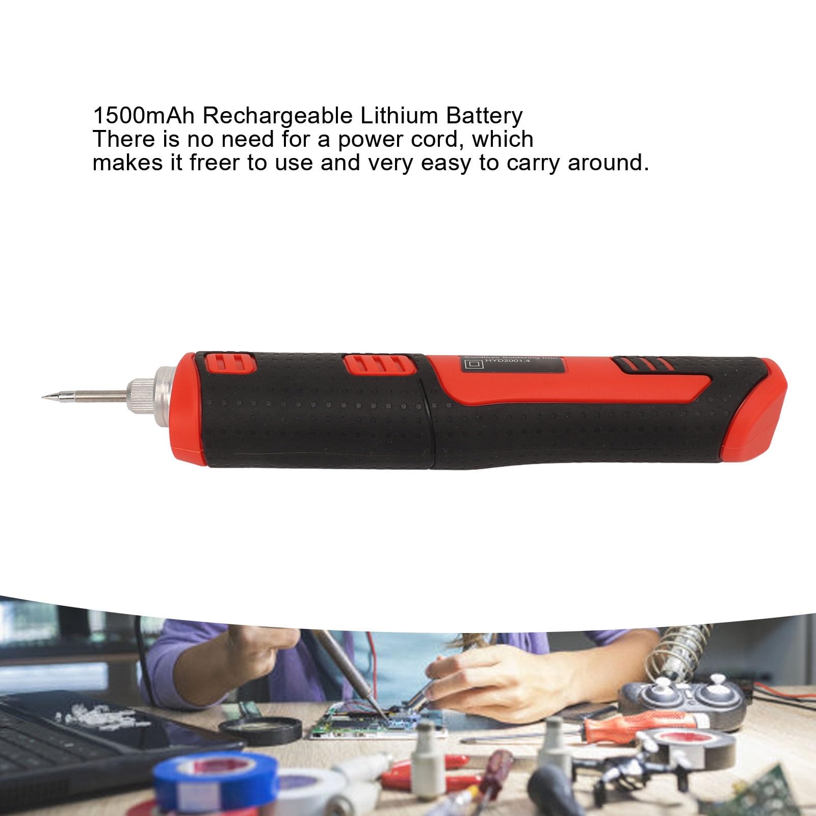 Kit Saldatore Cordless con Batteria al Litio da 1500mAh - Penna per Saldatura Elettronica Portatile Ricaricabile USB - Controllo del Calore con Sensore Touch e Custodia in ABS per