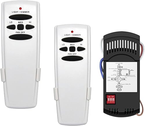 Kit de control remoto universal para ventilador de techo Hampton Bay Harbor Breeze Hunter - Control de 3 velocidades, atenuador de luz