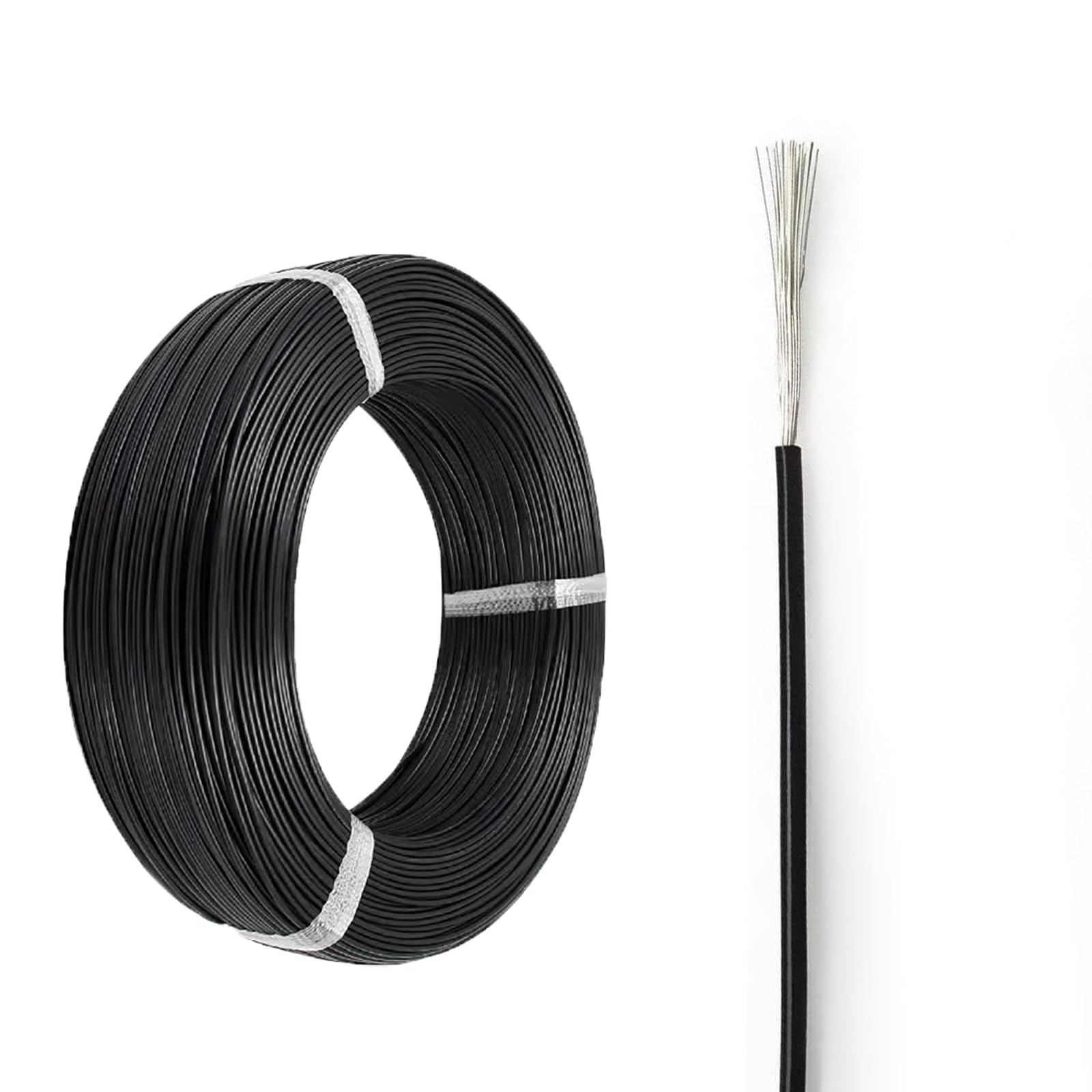 Cavo Elettrico Monoconduttore A Bassa Emissione Di Fumi, Senza Alogeni, Calibro 24-10, Da 25 A 100 Piedi, Guaina In XLPE, Cavo In Rame Stagnato Da 600 V, 221 ℉, Con Nastro Isolante(100ft,22AWG)