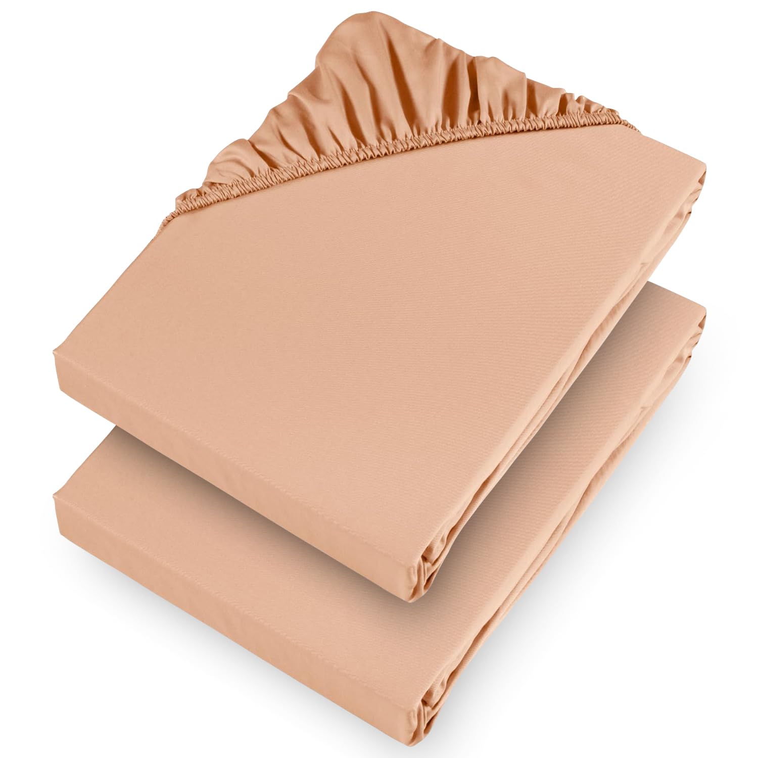 Aspire Homeware King Size Fitted Sheets 2 Pack 25 Cm Deep Pocket 10 Inch Peach Bed Sheets - Soft & Breathable Fitted Bedsheet Brushed Microfiber Shrinkage and Fade Resistant Bottom Sheet — image 1