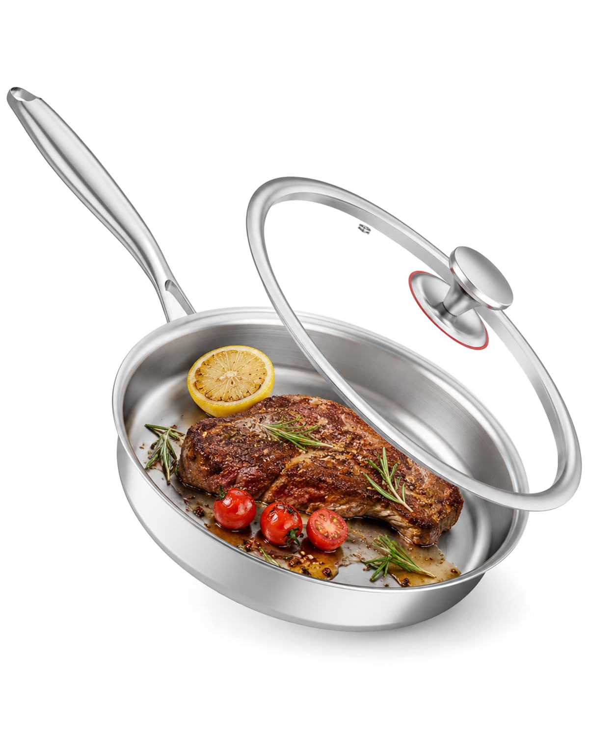 Fushabana 24cm Tri-Ply Stainless Steel Frying Pan with Lid
