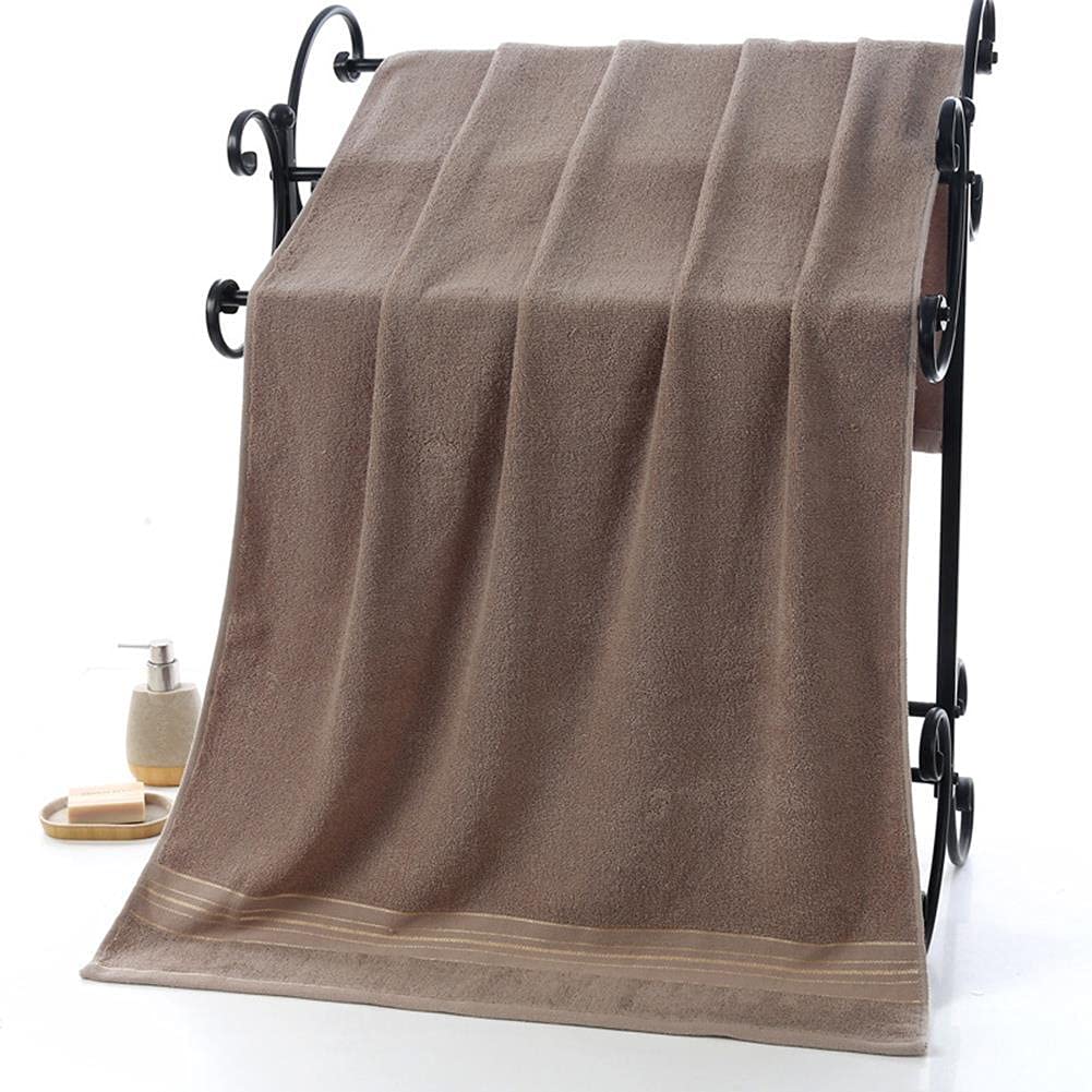 3 Serviette de Bain Drap de Bain en 100% Coton, Grande Taille Douce Luxe et Très Absorbant, pour Douche Natation Salle de Bains Hôtel Voyage (70x140CM, Bleu+Gris+Beige)