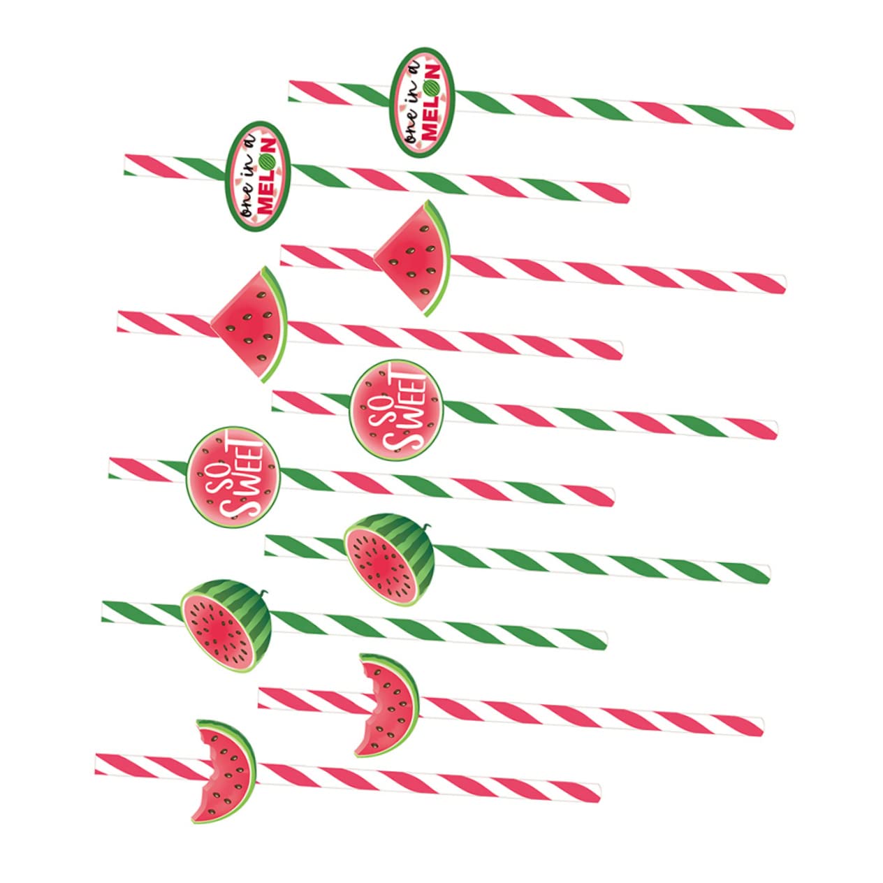 GLEAVI 4 Sets Cocktail-strohhalme Mit Wassermelonenmuster Im Hawaii-stil Wiederverwendbare Papier-saftstrohhalme Für Erwachsene Jungen Und Mädchen 40 Stück * 4