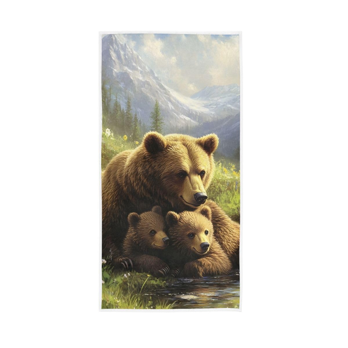 HUYGD Bears by River Hand Towels, Multipurpose Lightweight Towels for Bathroom, Gym, Hotel, Spa 15 x 30 Inches
