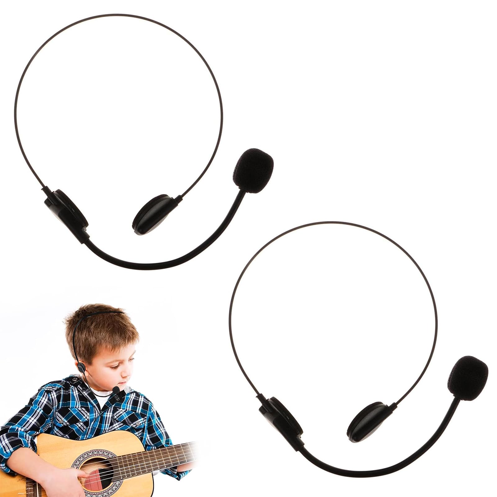 KARELLS 2 PCS Accesorios para Micrófono,Juguete Falso para Auriculares,Micrófono de Juguete,Accesorios para Disfraz de Rockstar,Micrófono y Auriculares Falsos,Microphone de Plástico de Utilería